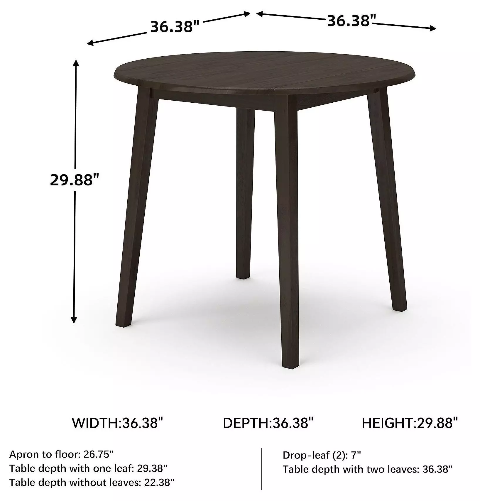 Hammis Dark brown Extendable Drop Leaf Round Dining Table