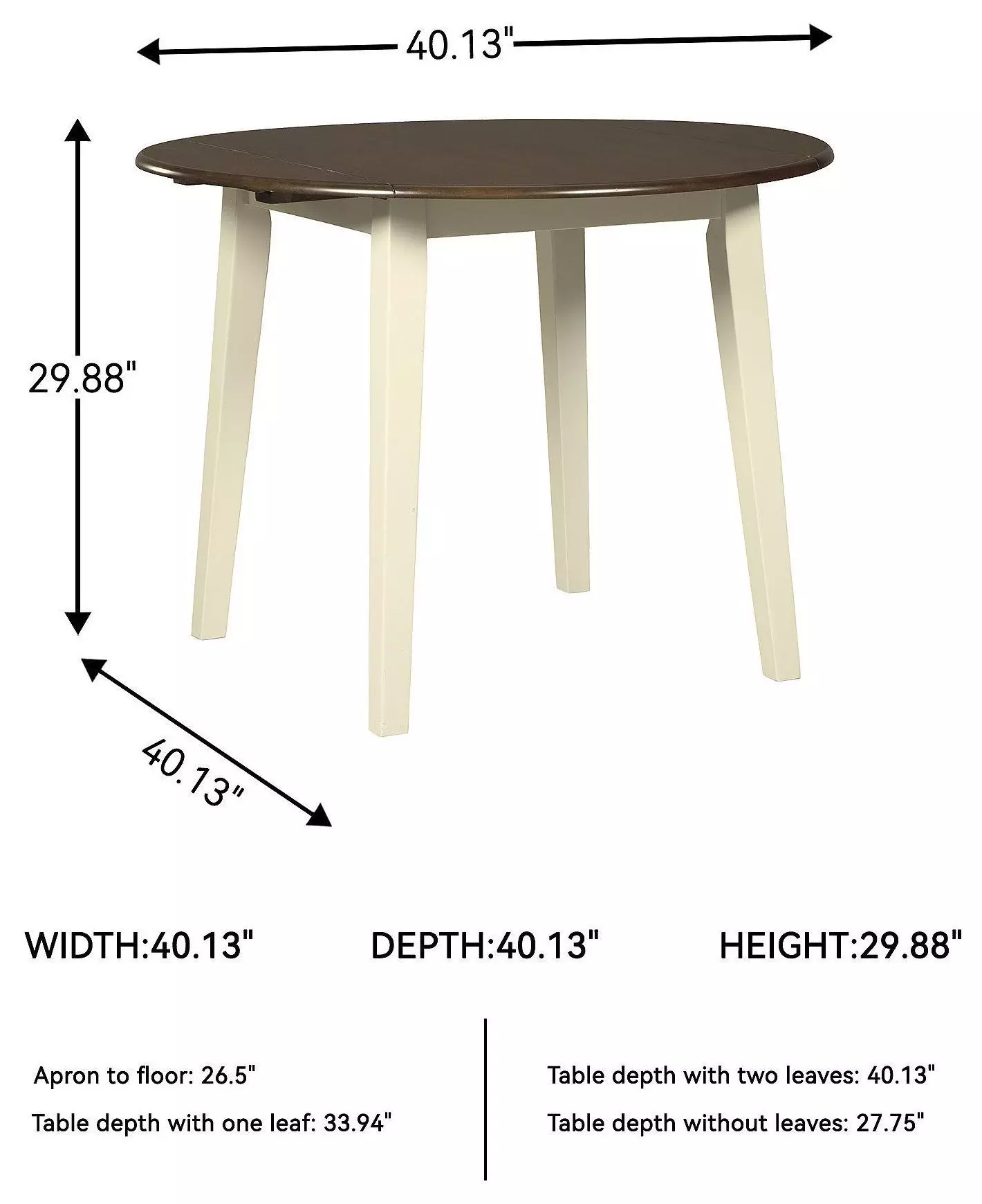 Woodanville Cream and Brown Round Extendable Dining Table