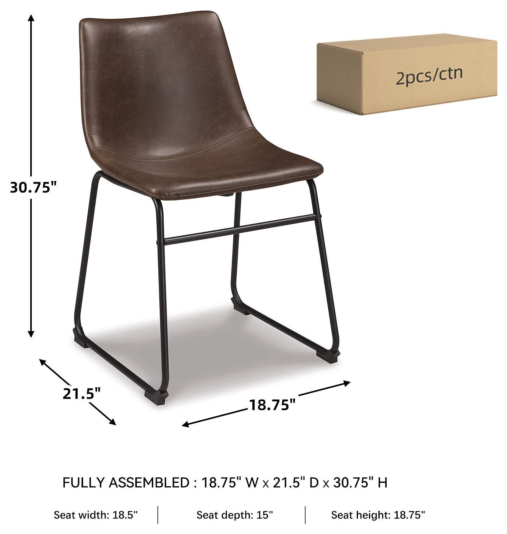 Centiar Brown and Black Dining Upholstered Side Chair Set of 2