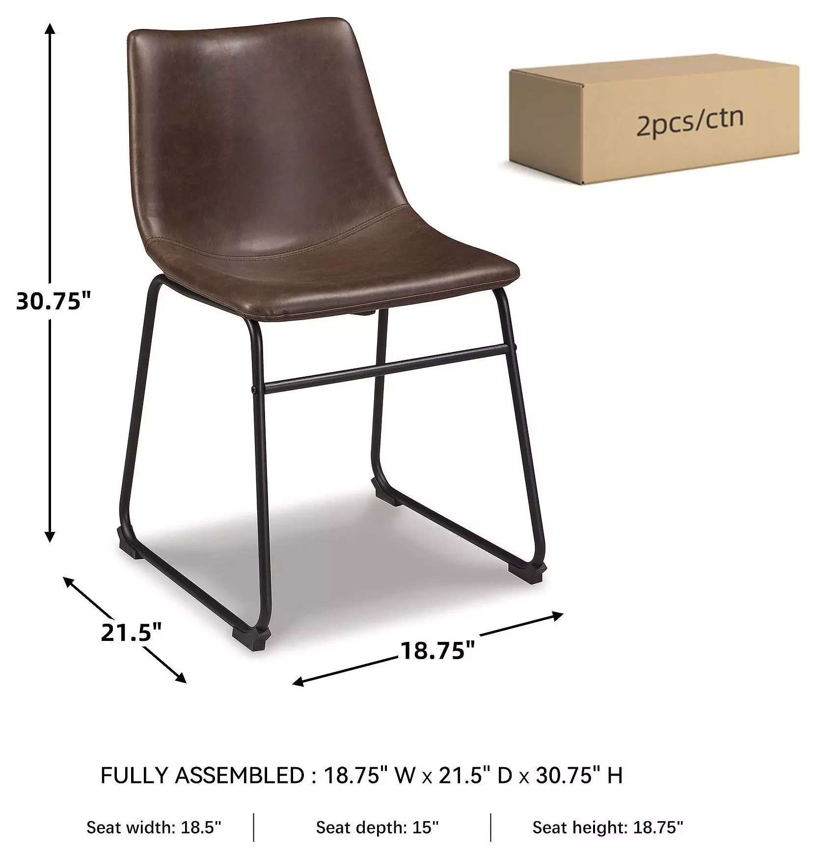 Centiar Brown and Black Dining Upholstered Side Chair Set of 2
