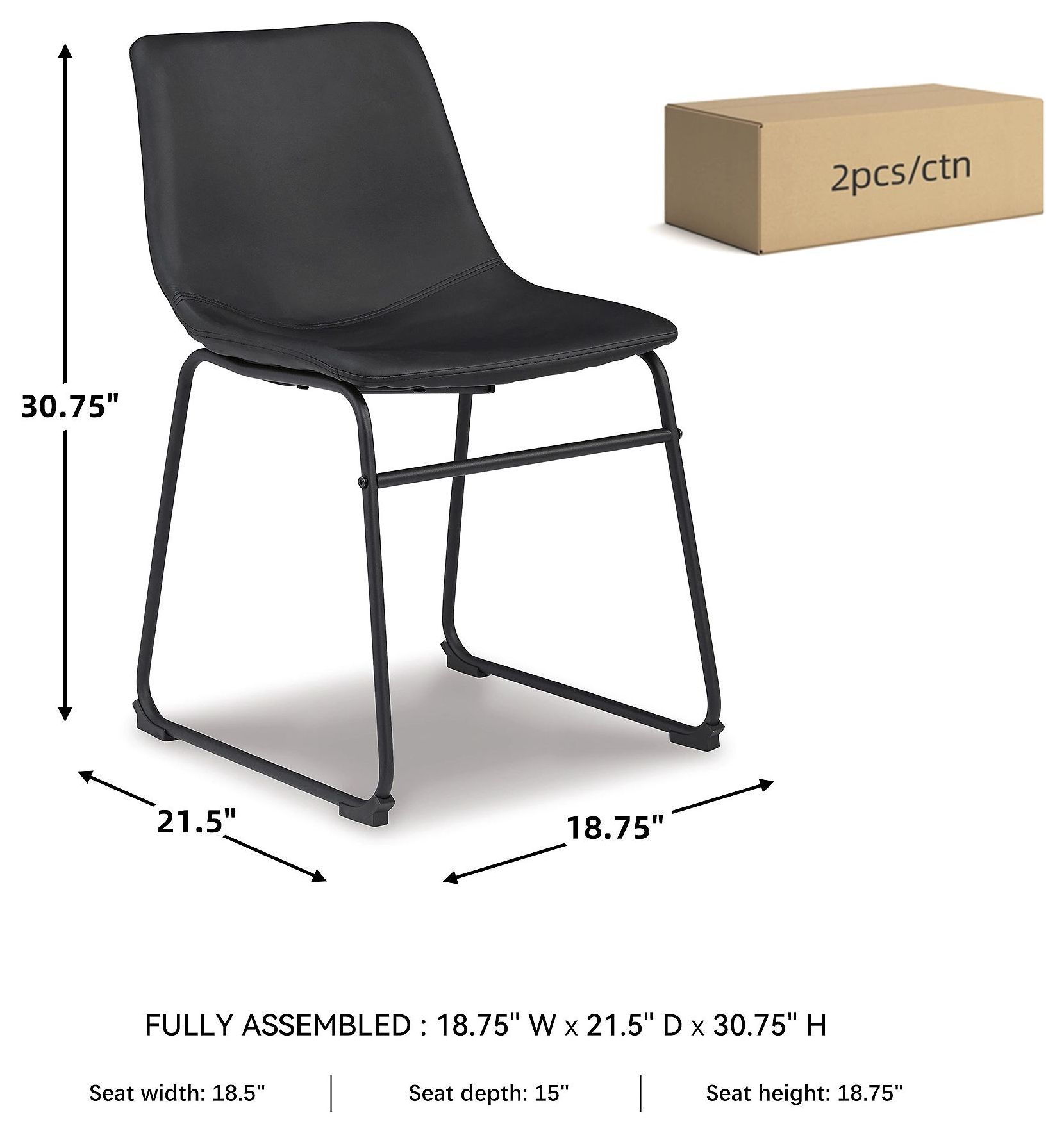 Centiar Black Dining Chair Set Of 2