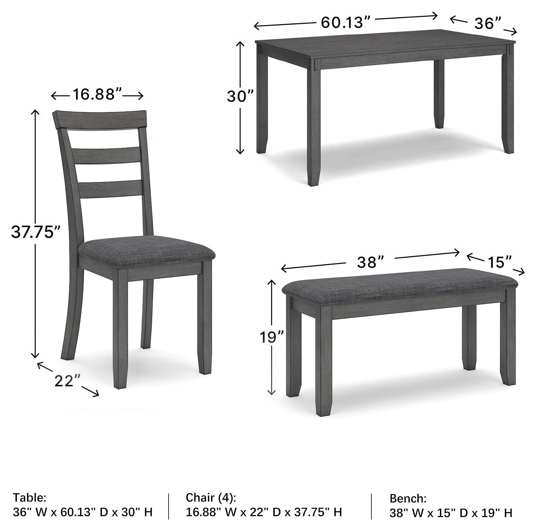 Bridson Gray 6 Piece Rectangular Dining Room Set