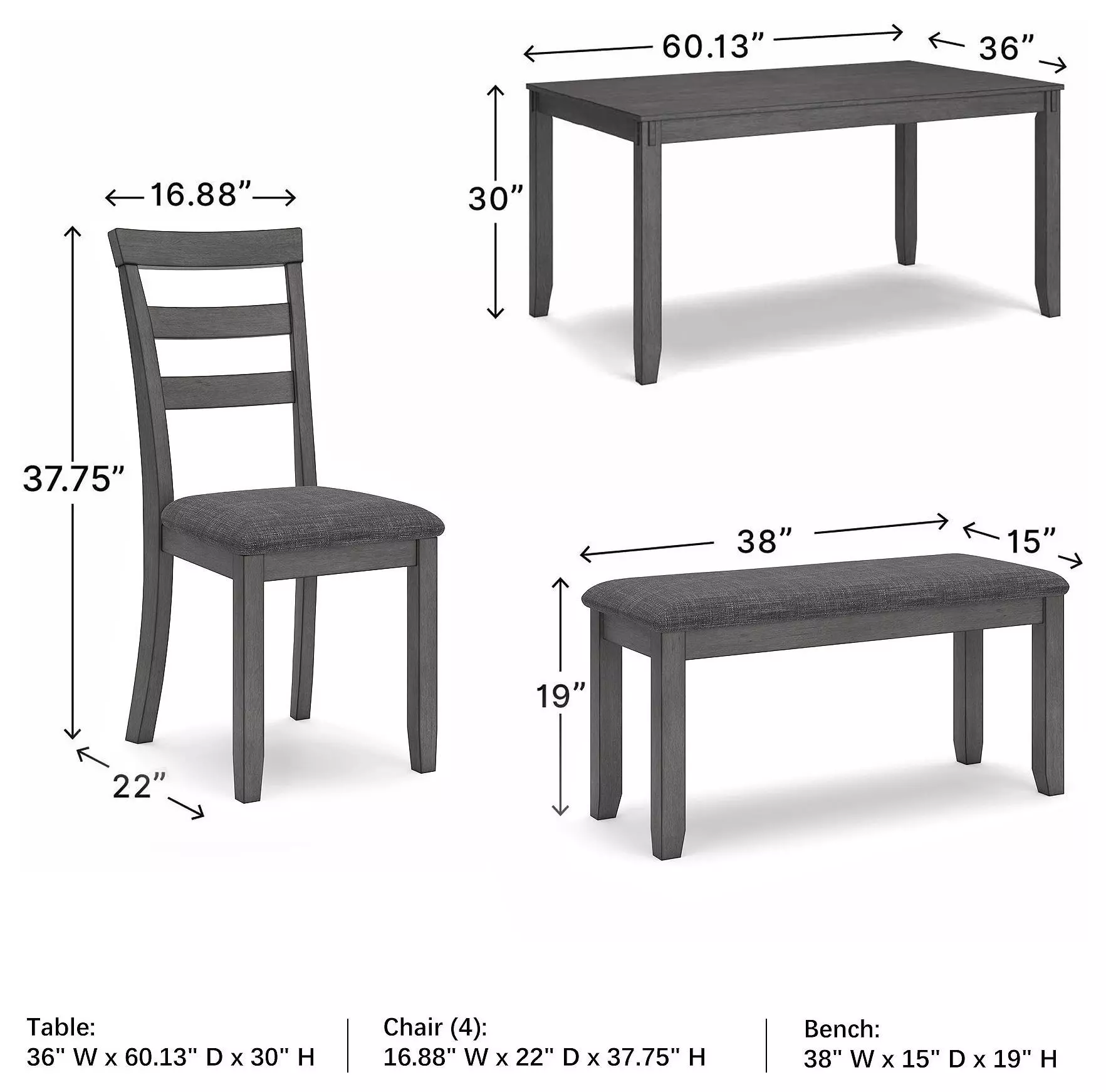 Bridson Gray 6 Piece Rectangular Dining Room Set