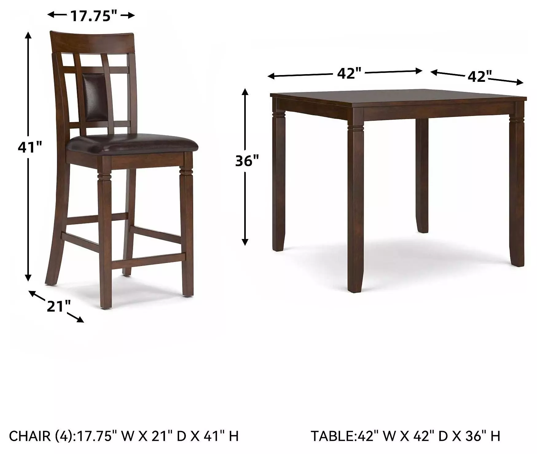 Bennox Brown 5 Piece Counter Height Dining Room Set