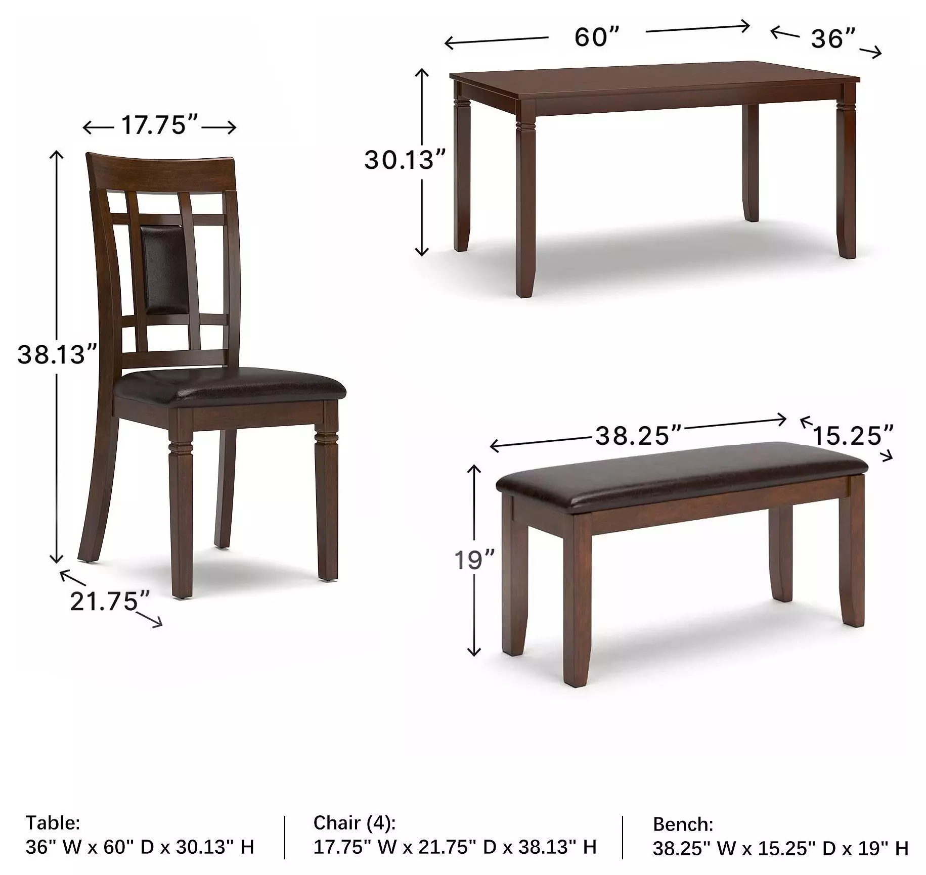 Bennox Brown 6 Piece Rectangular Dining Room Set