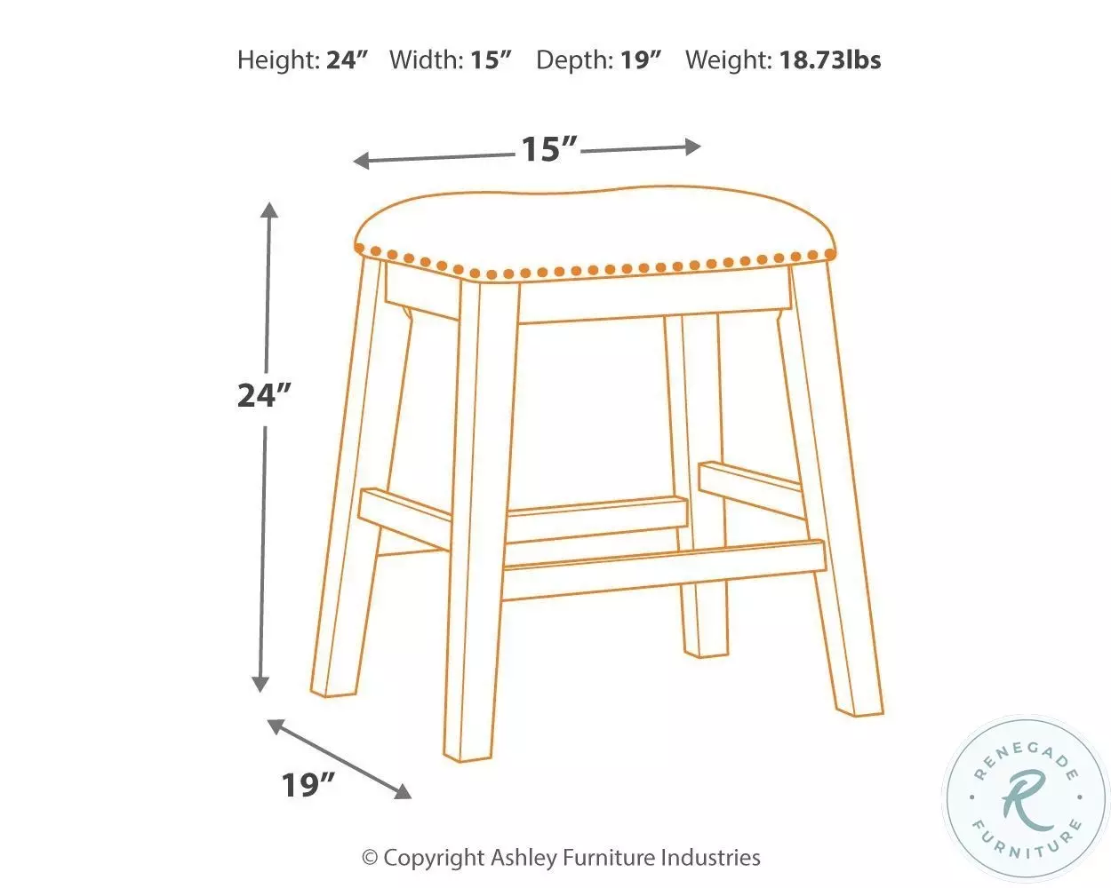 Caitbrook Gray Upholstered Stool Set of 2