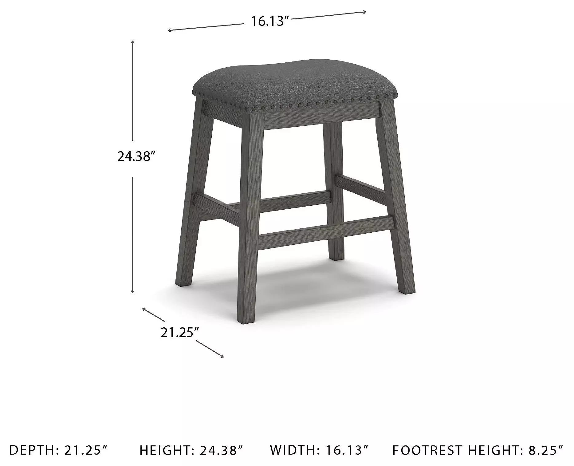 Caitbrook Gray Upholstered Stool Set of 2
