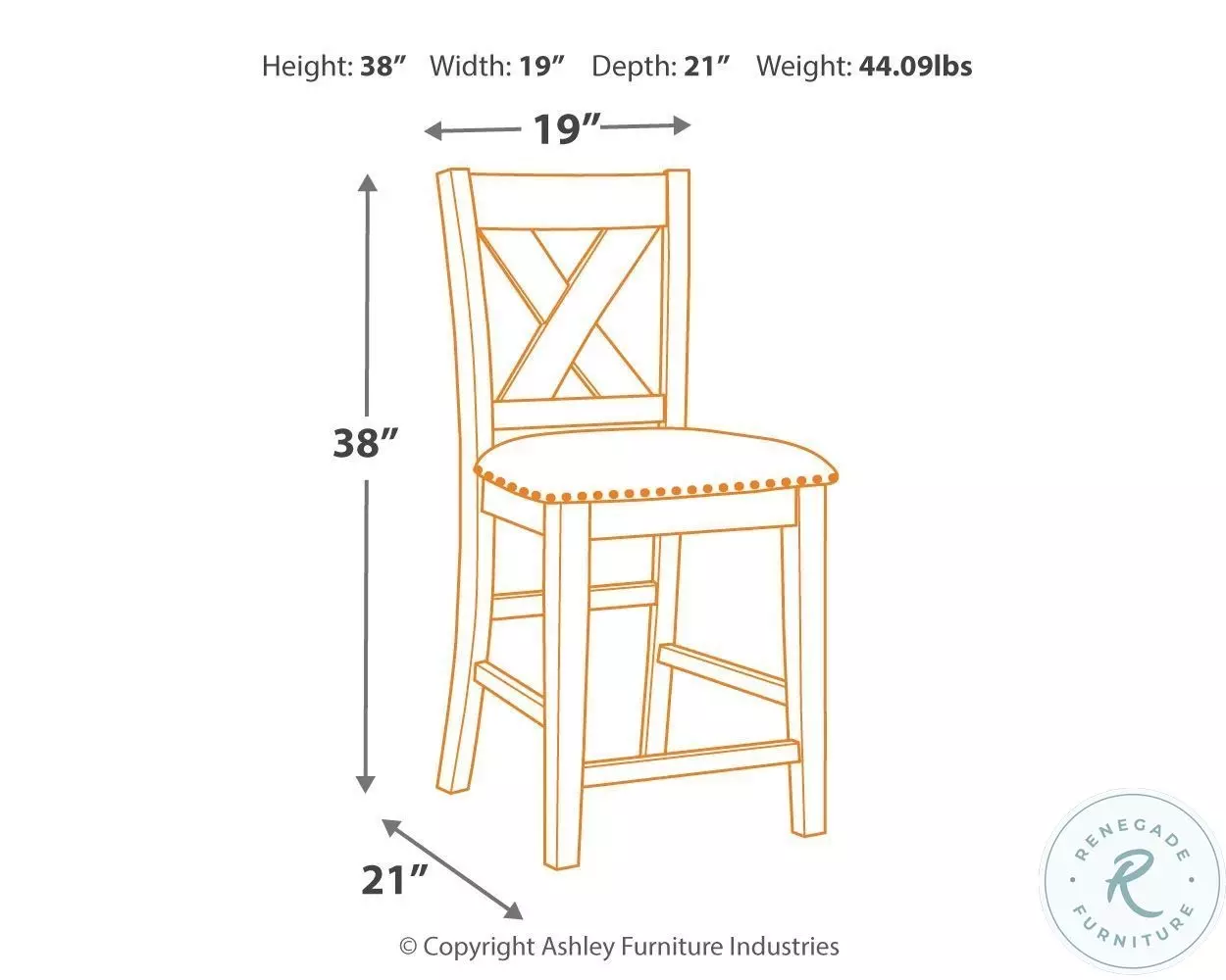 Caitbrook Gray Upholstered Bar Stool Set of 2