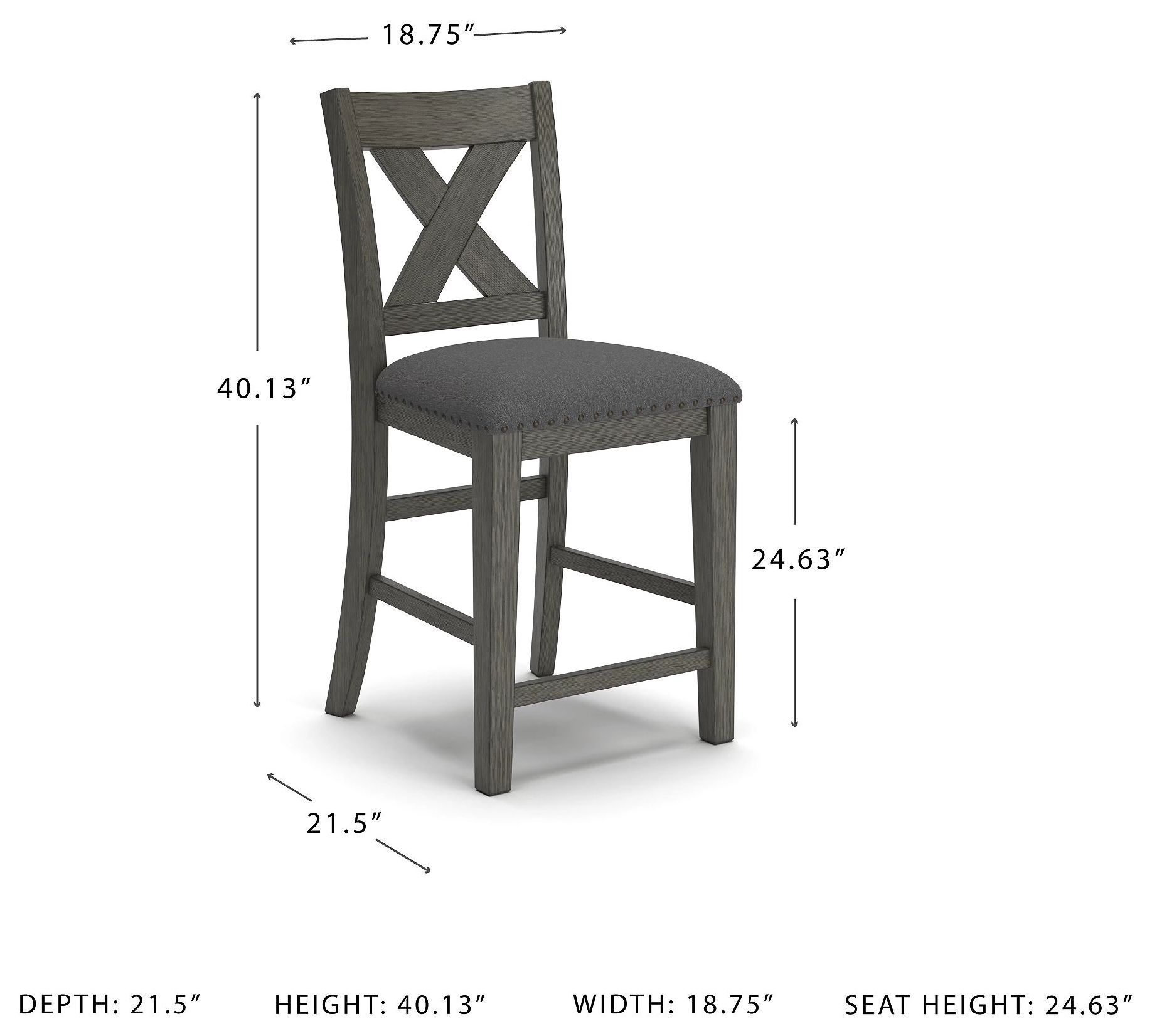 Caitbrook Gray Upholstered Bar Stool Set of 2