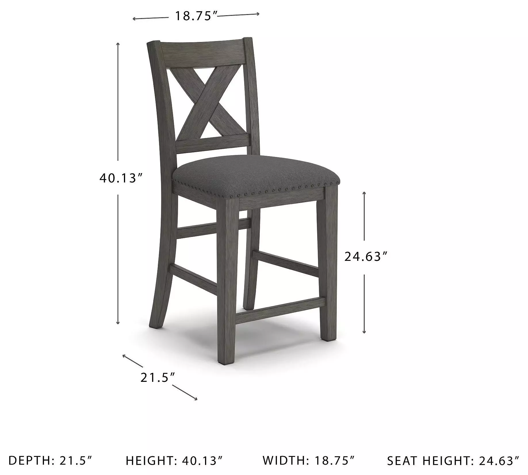 Caitbrook Gray Upholstered Bar Stool Set of 2