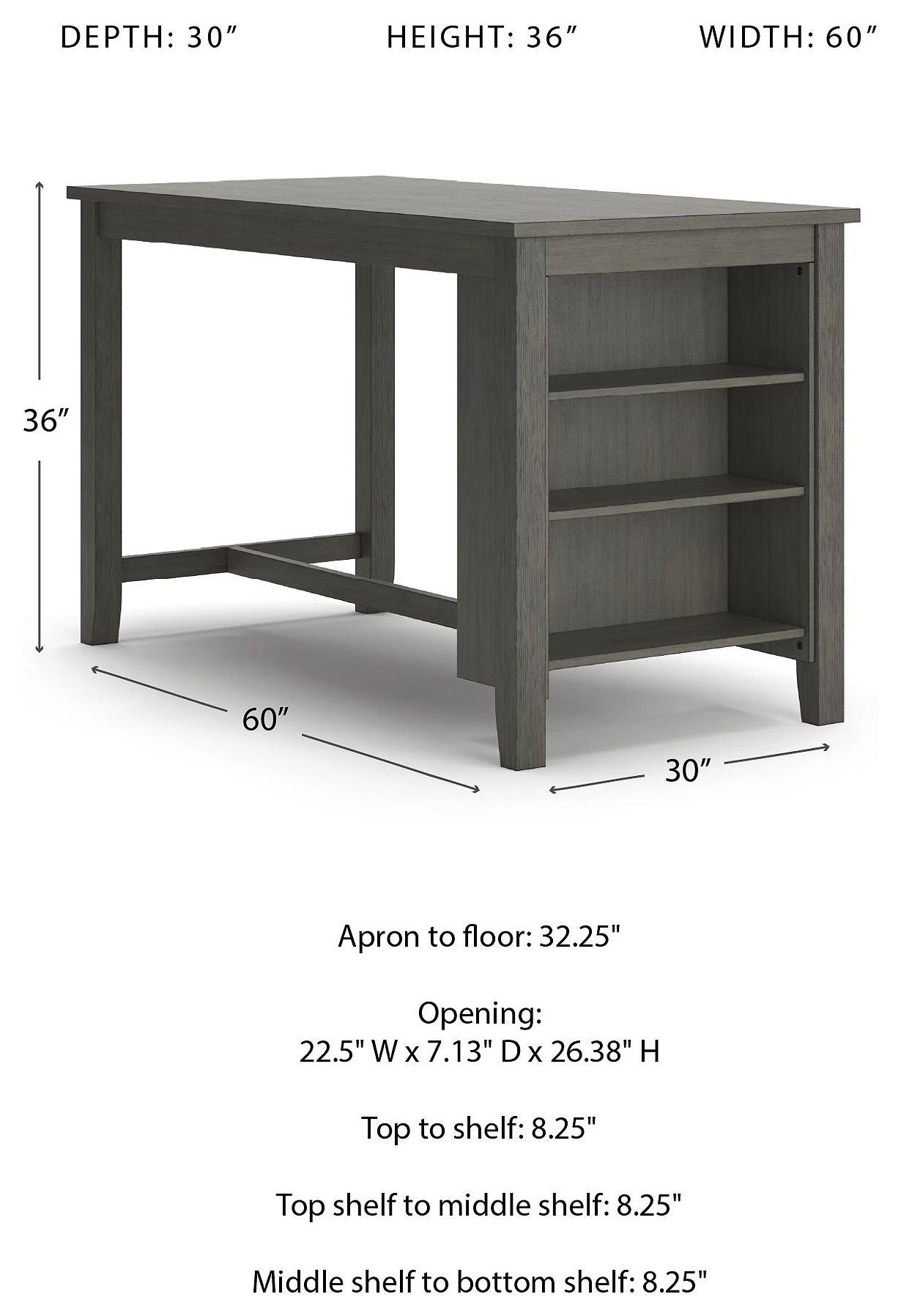 Caitbrook Gray Rectangular Counter Height Dining Table