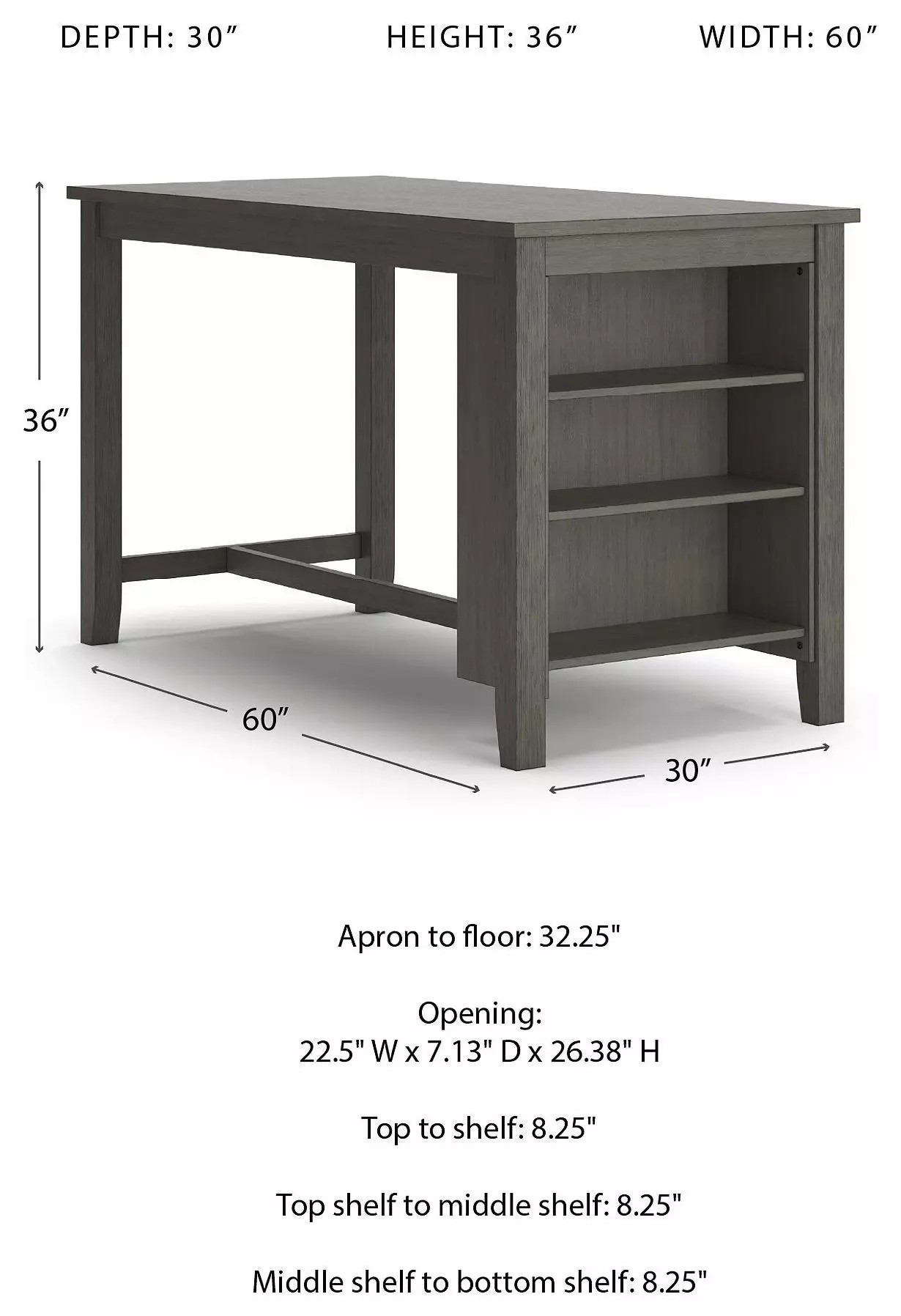 Caitbrook Gray Rectangular Counter Height Dining Table