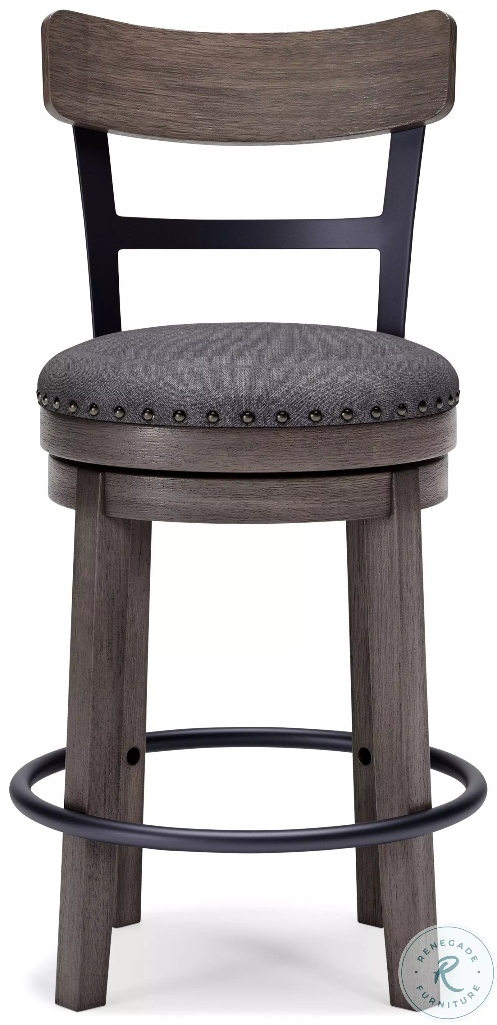 Caitbrook Gray Upholstered Swivel Bar Stool from Ashley | Coleman