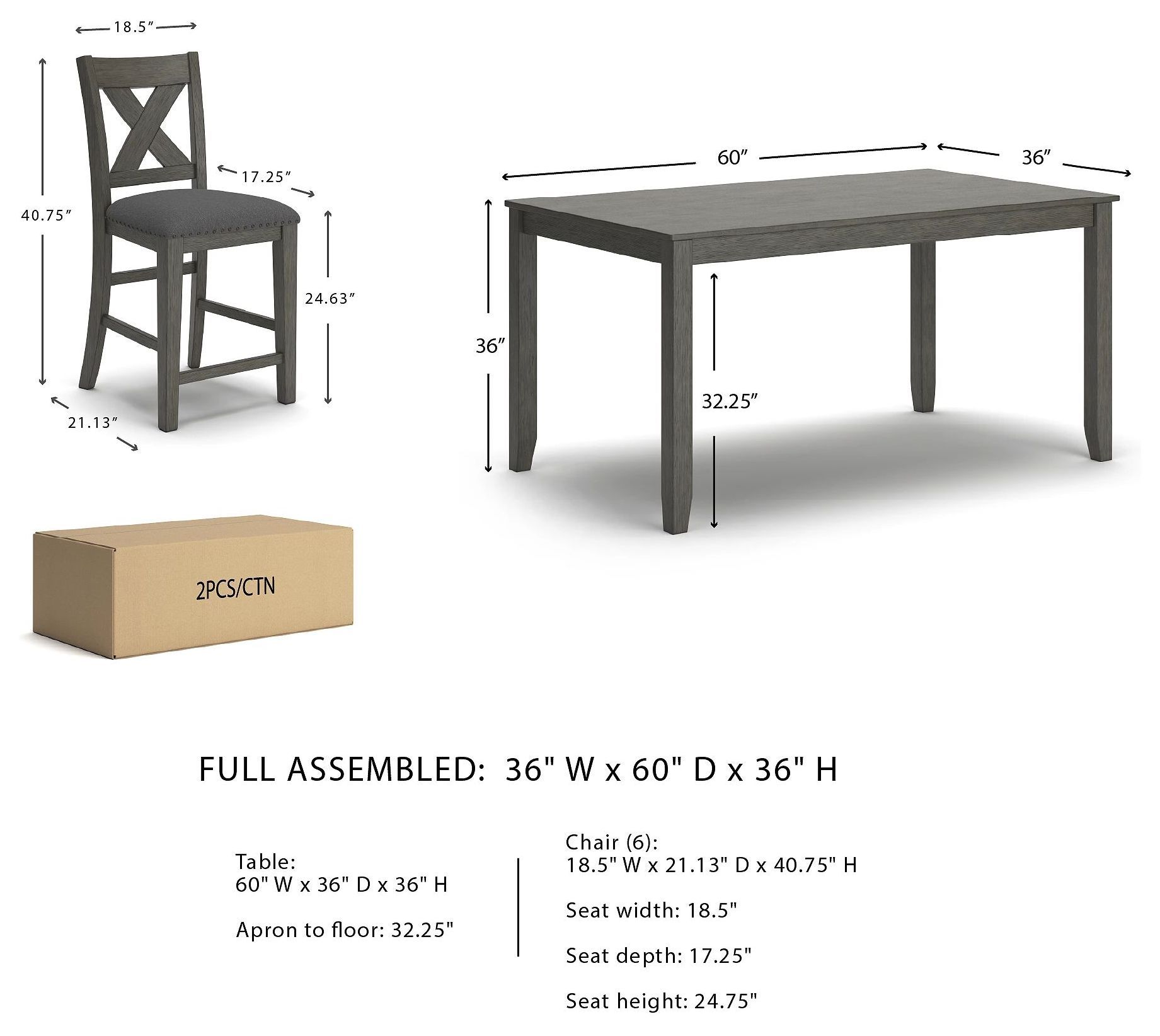 Caitbrook Gray 7 Piece Counter Height Dining set