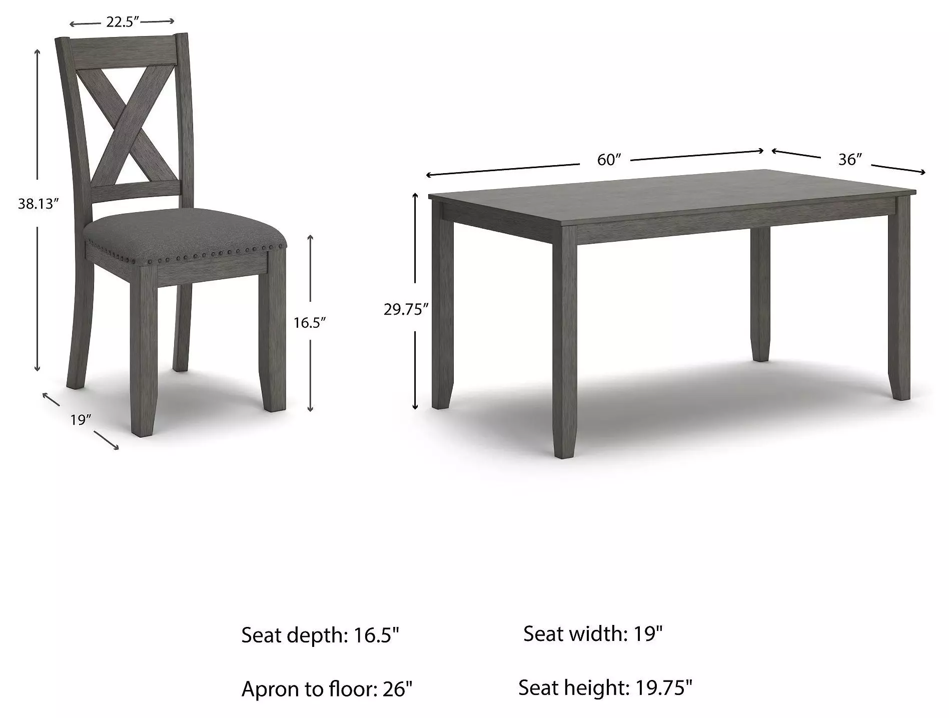 Caitbrook Gray 7 Piece Rectangular Dining Table Set