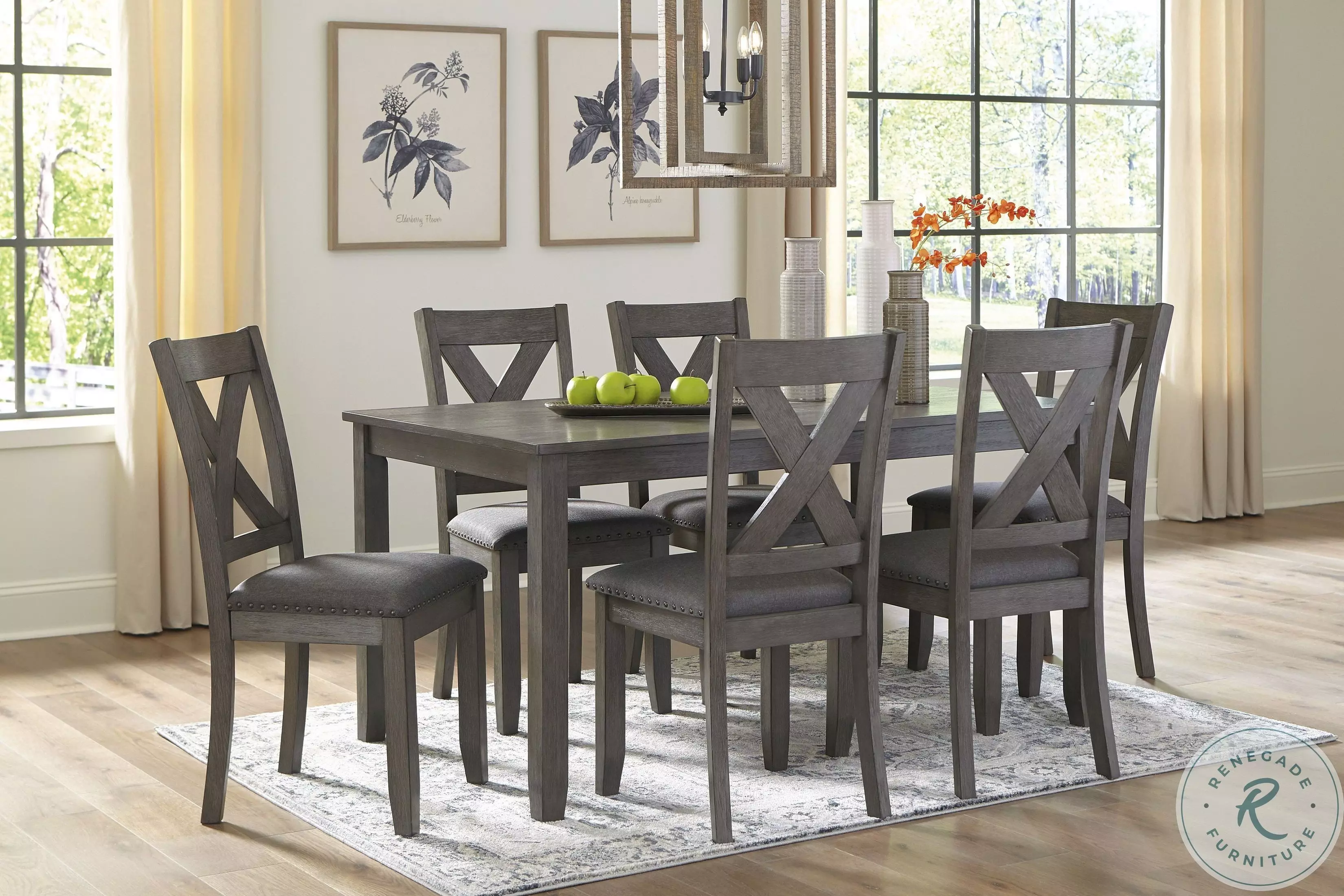 Caitbrook Gray 7 Piece Rectangular Table Set from Ashley | Coleman