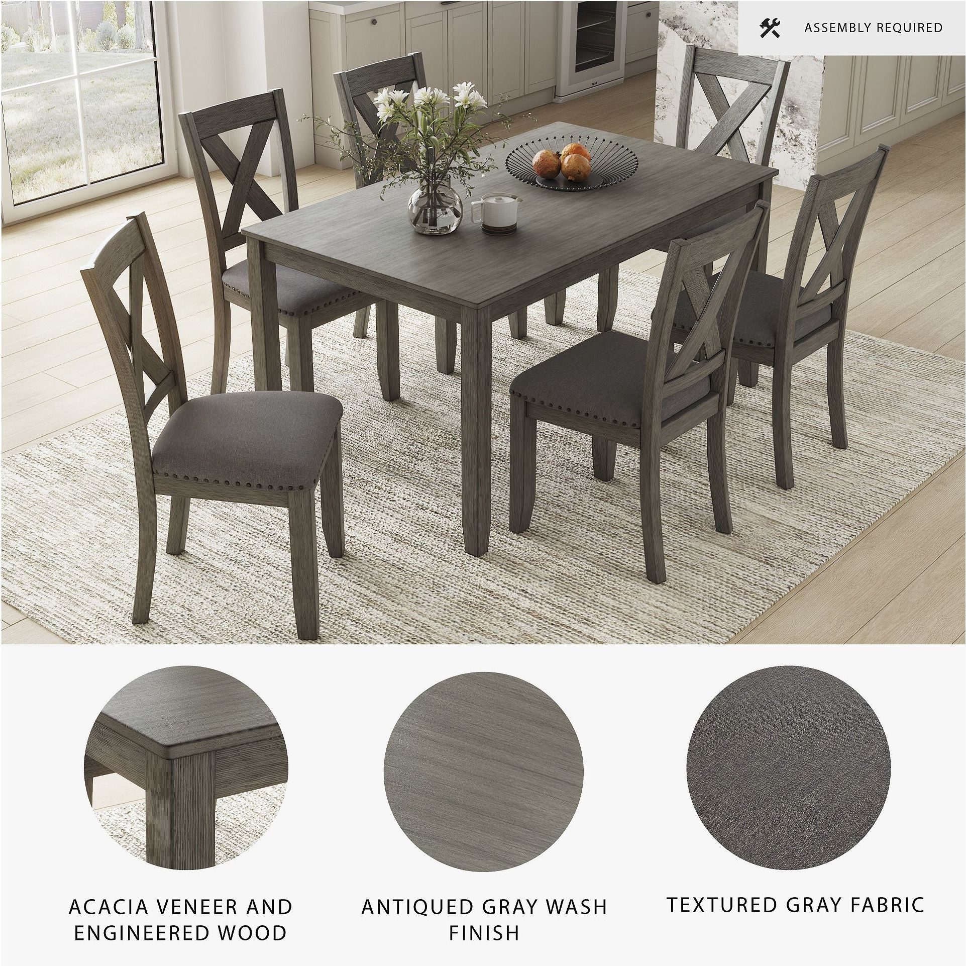 Caitbrook Gray 7 Piece Rectangular Table Set from Ashley | Coleman