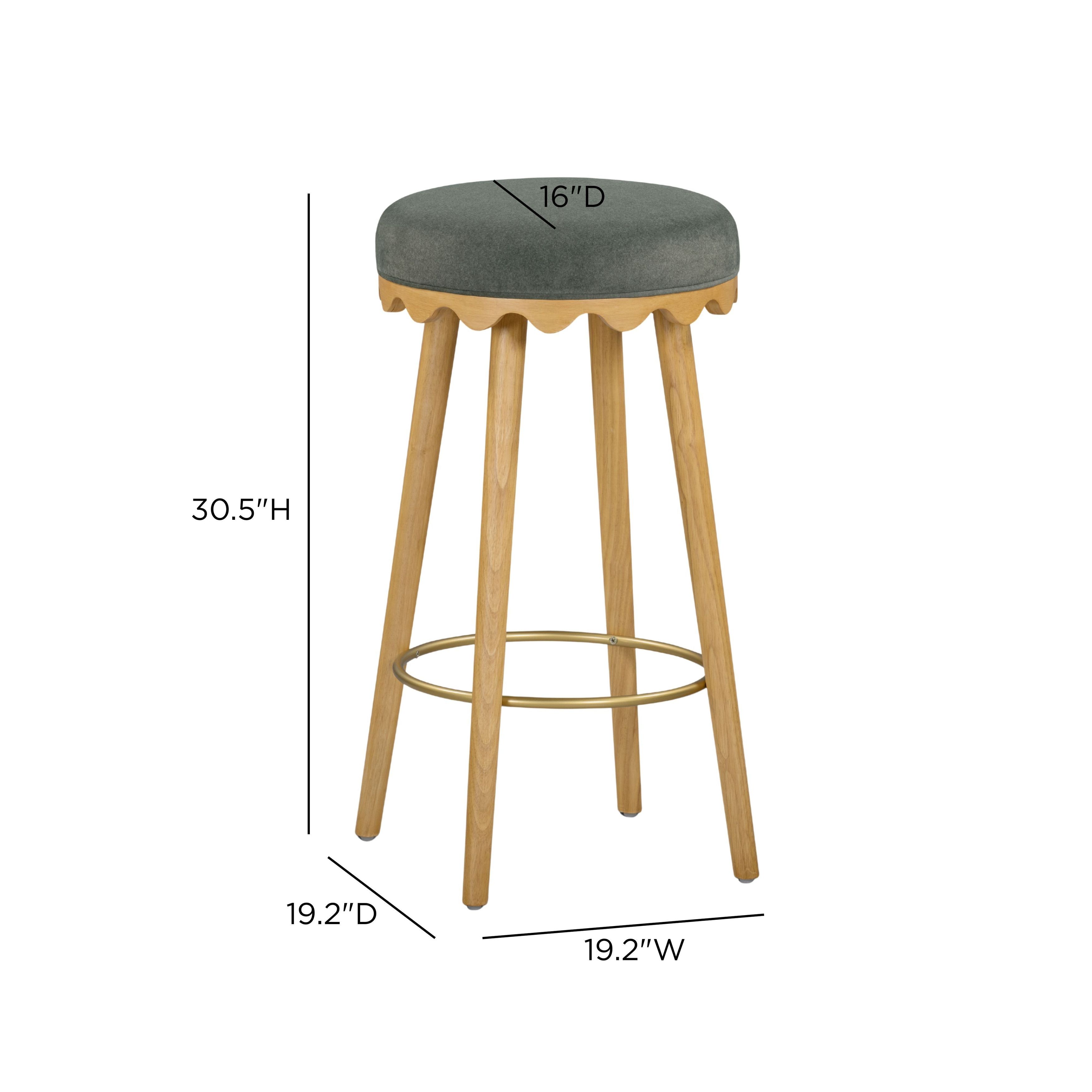Oodle Green Performance Vegan Mohair Upholstered Bar Stool