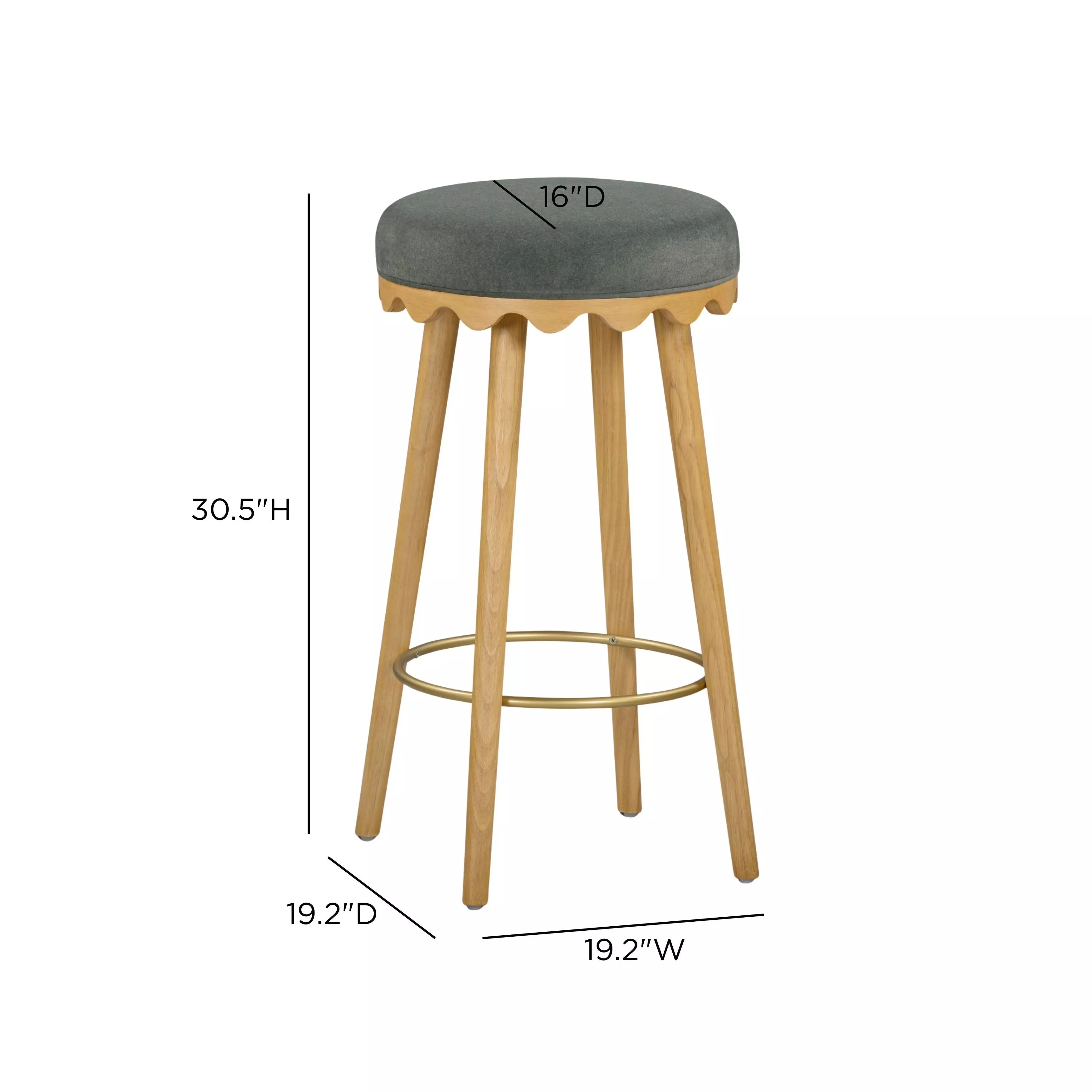 Oodle Green Performance Vegan Mohair Upholstered Bar Stool