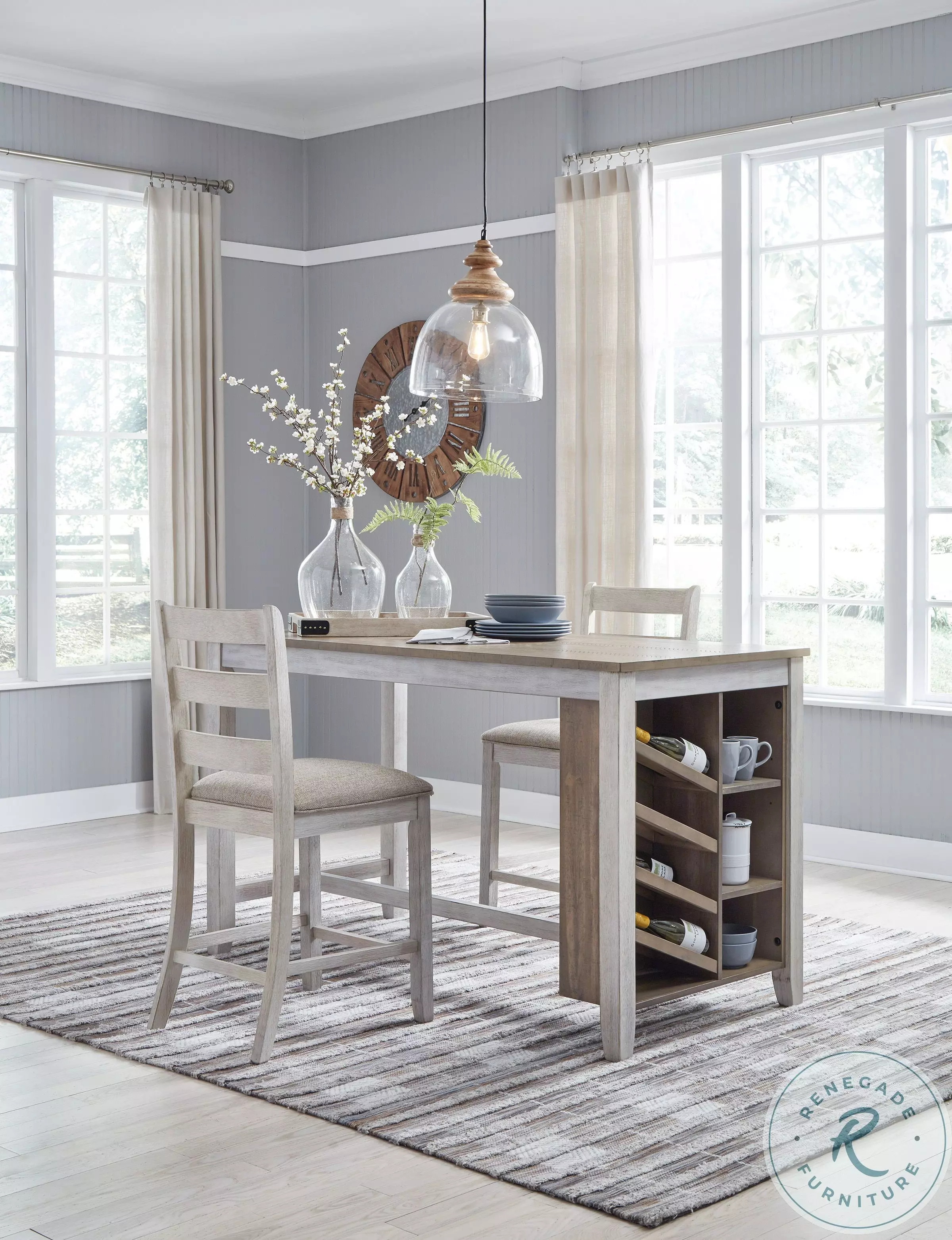 Skempton White And Light Brown Counter Height Dining Table From