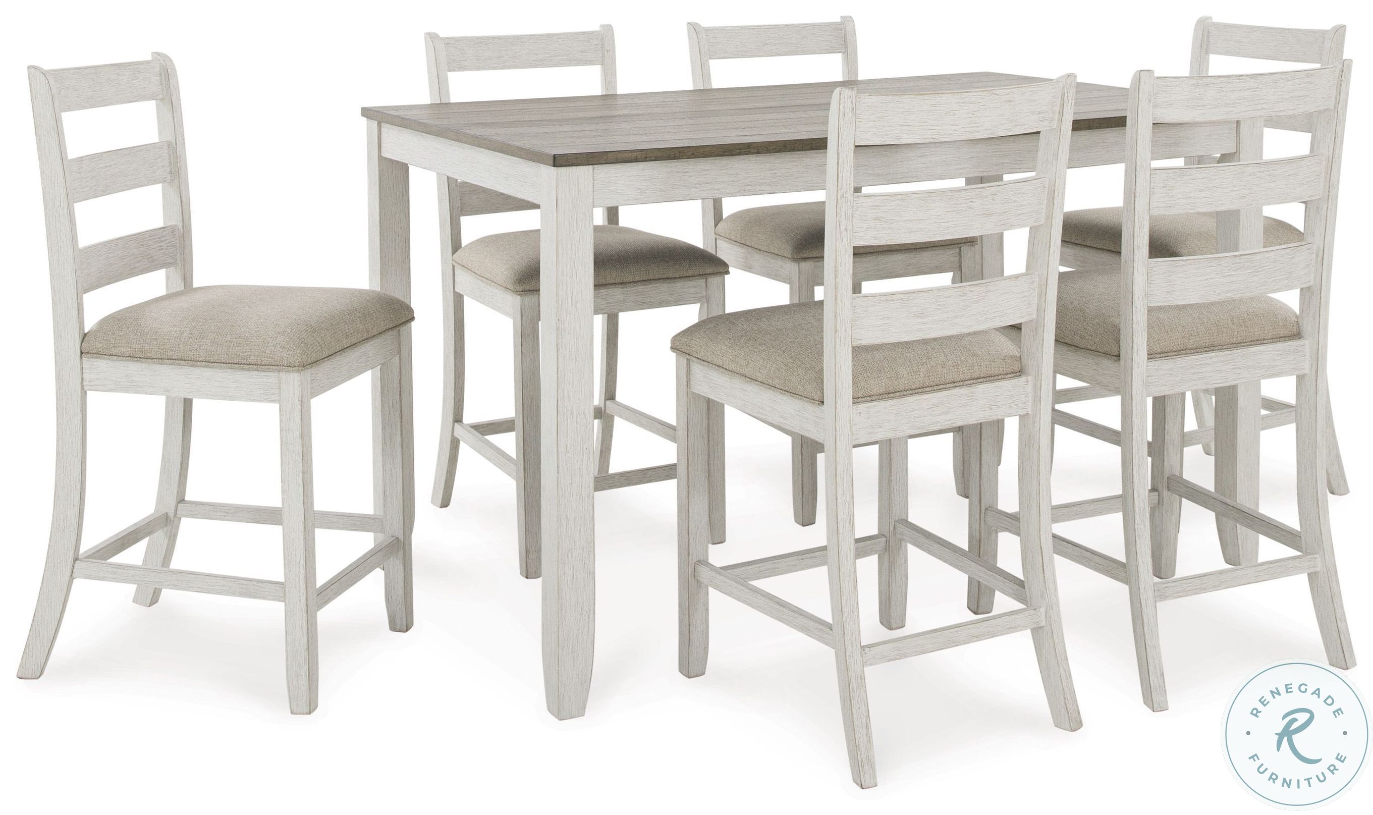 Skempton White And Light Brown 8 Piece Counter Height Dining Set From