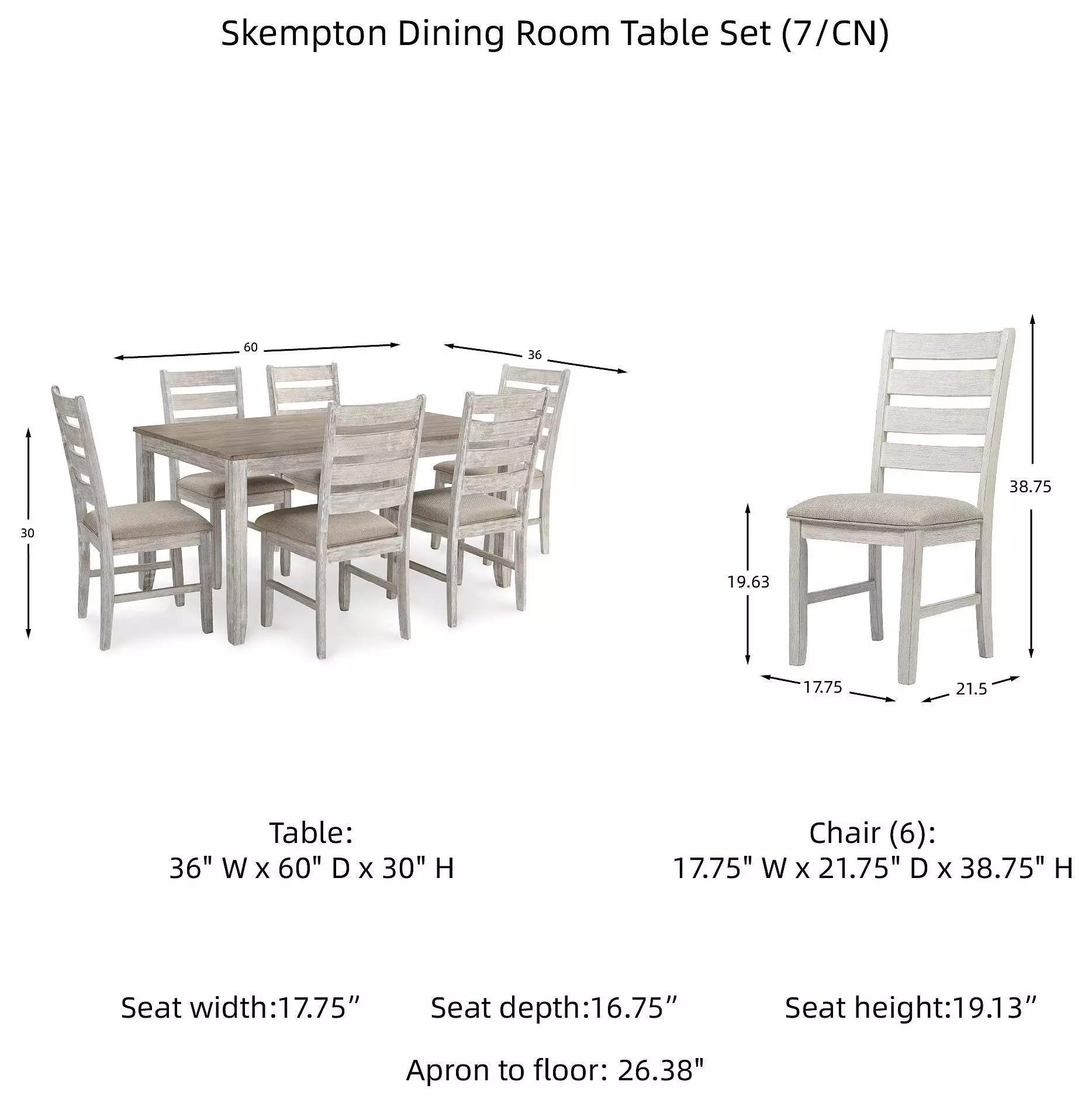 Skempton White and Light Brown 7 Piece Dining Room Set