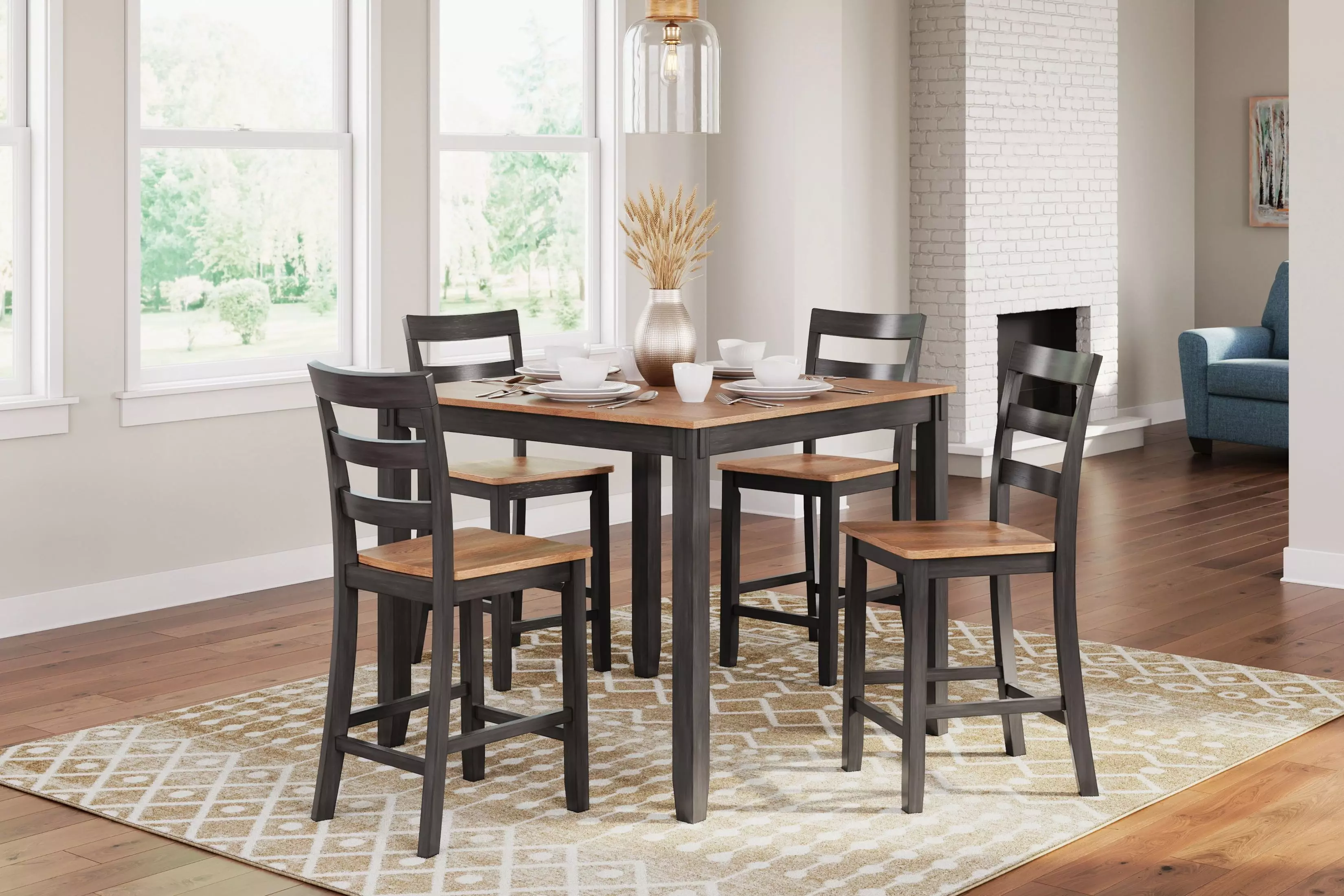 Gesthaven Natural And Brown 5 Piece Counter Height Dining Set