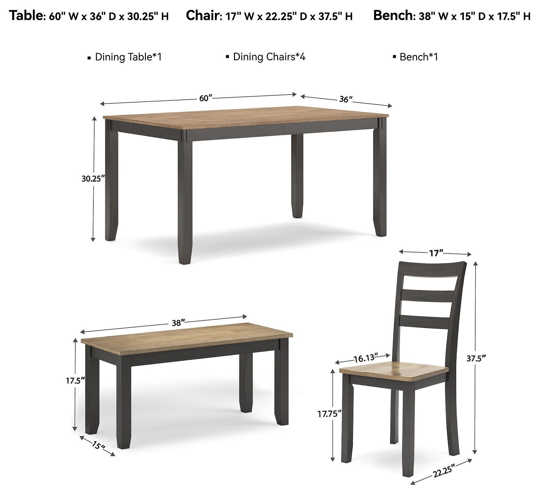 Gesthaven Natural And Brown 6 Piece Dining Set