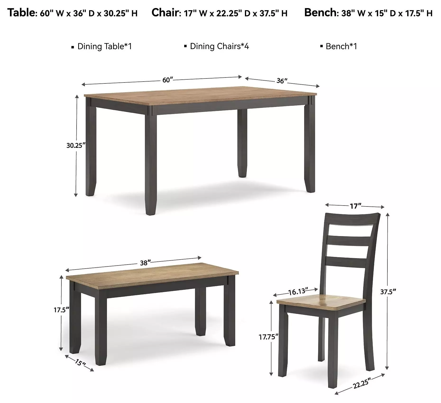 Gesthaven Natural And Brown 6 Piece Dining Set