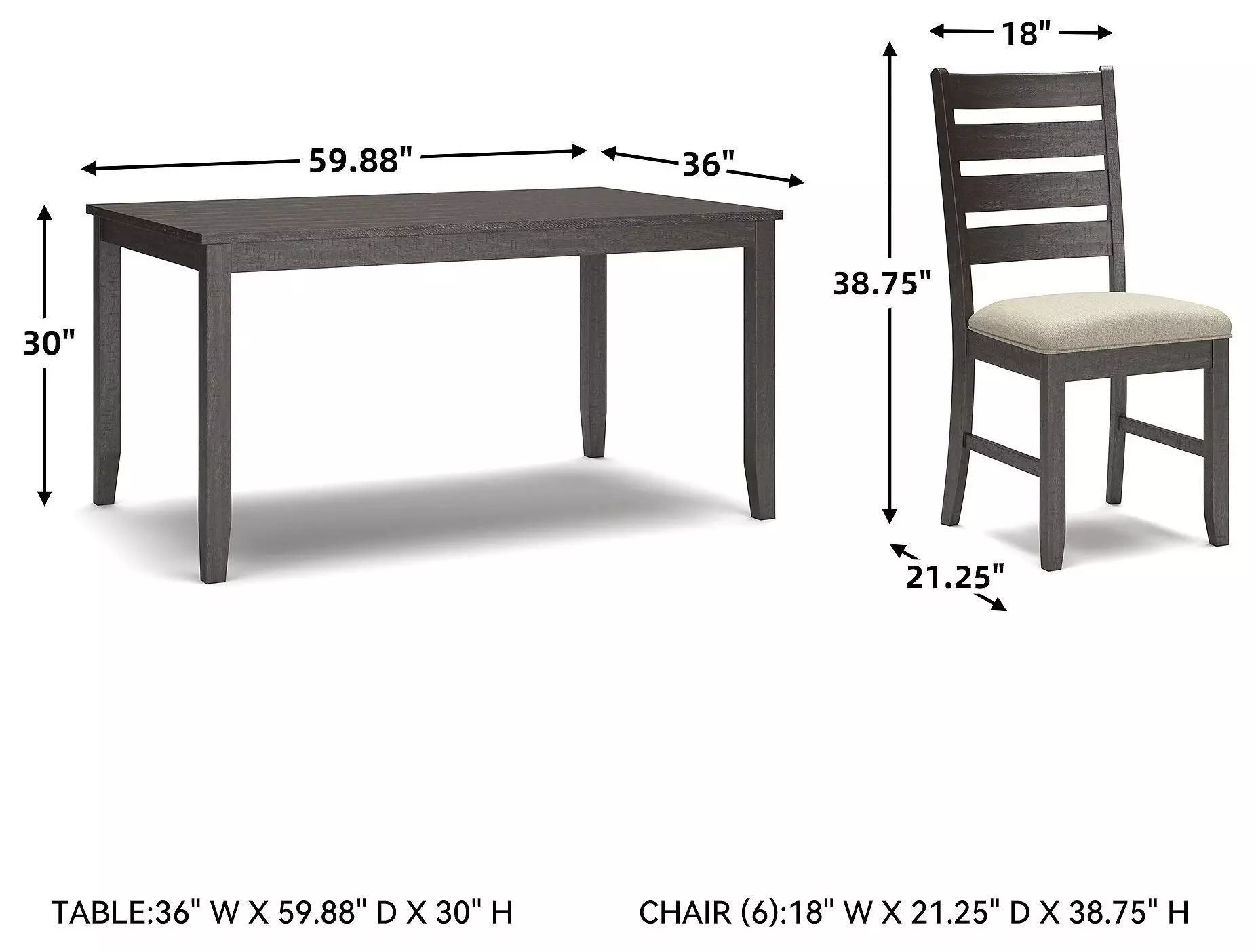 Rokane Brown 7 Piece Dining Room Set