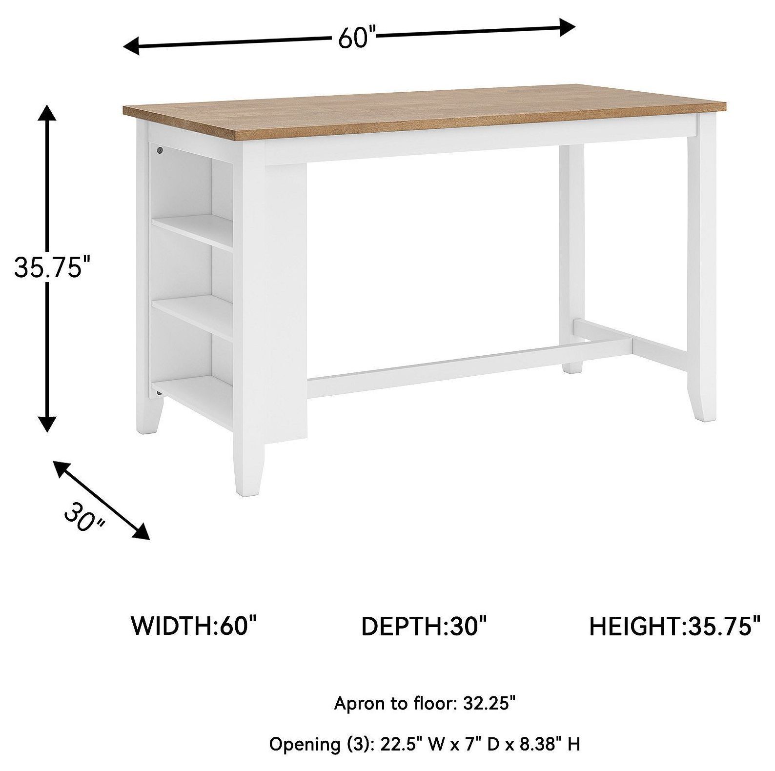 Gesthaven Natural And White Rectangular Counter Height Dining Table