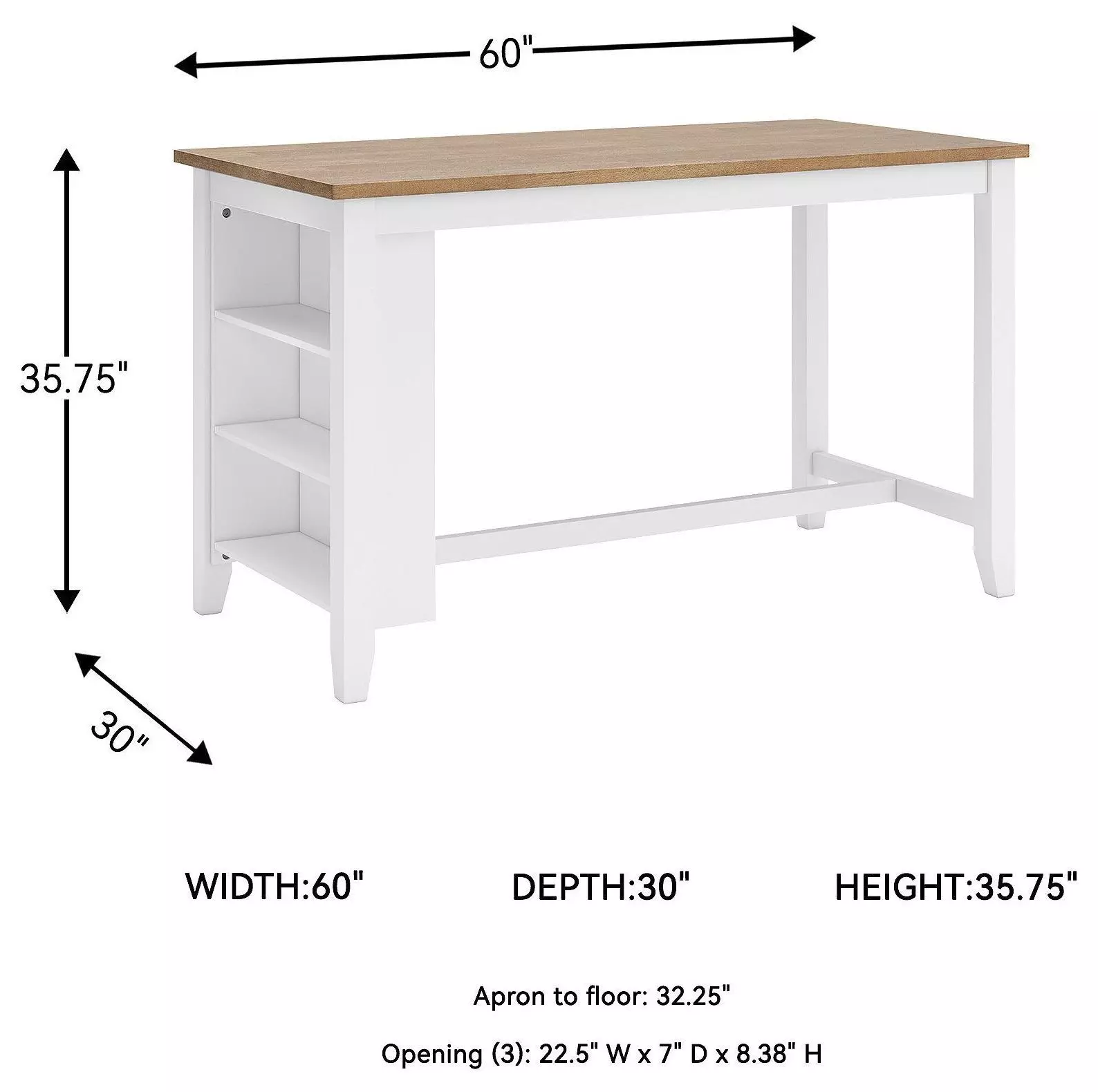 Gesthaven Natural And White Rectangular Counter Height Dining Table