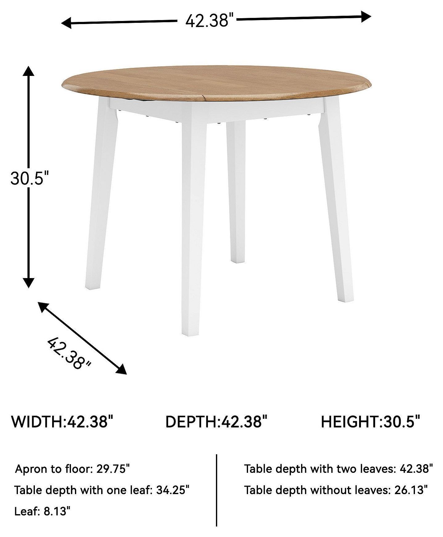 Gesthaven Natural And White Drop Leaf Round Dining Table
