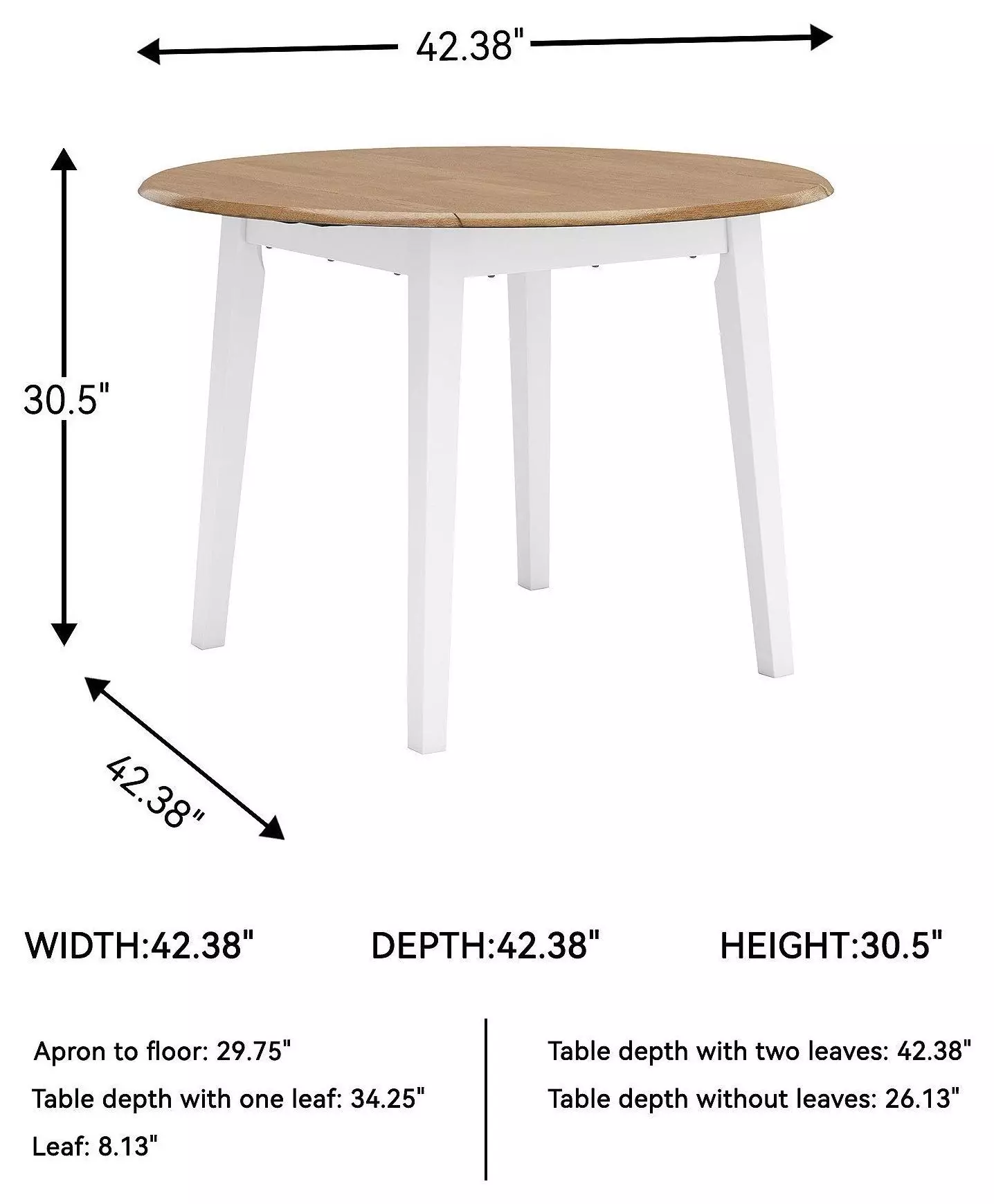 Gesthaven Natural And White Drop Leaf Round Dining Table