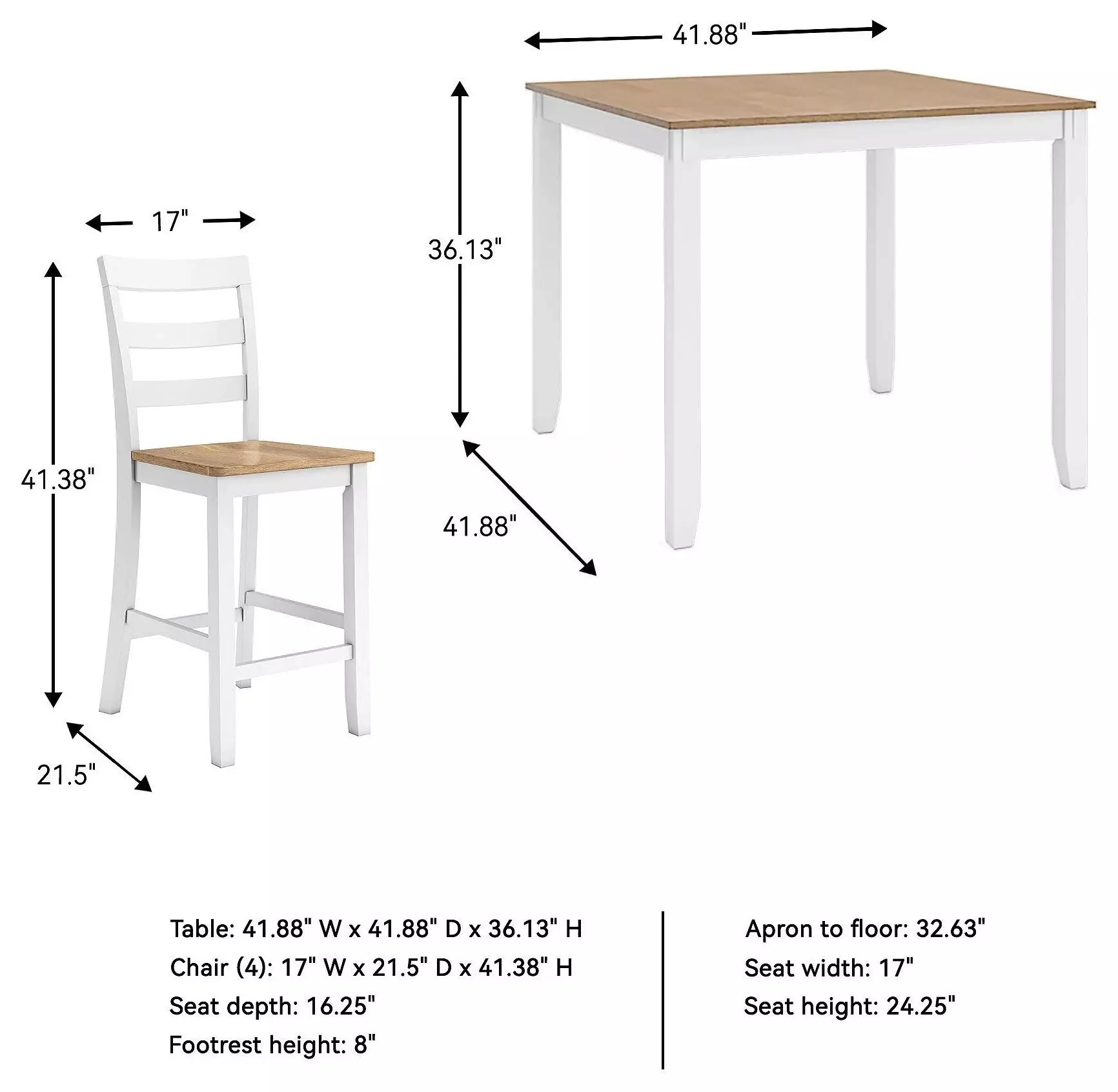 Gesthaven Natural And White 5 Piece Counter Height Dining Set