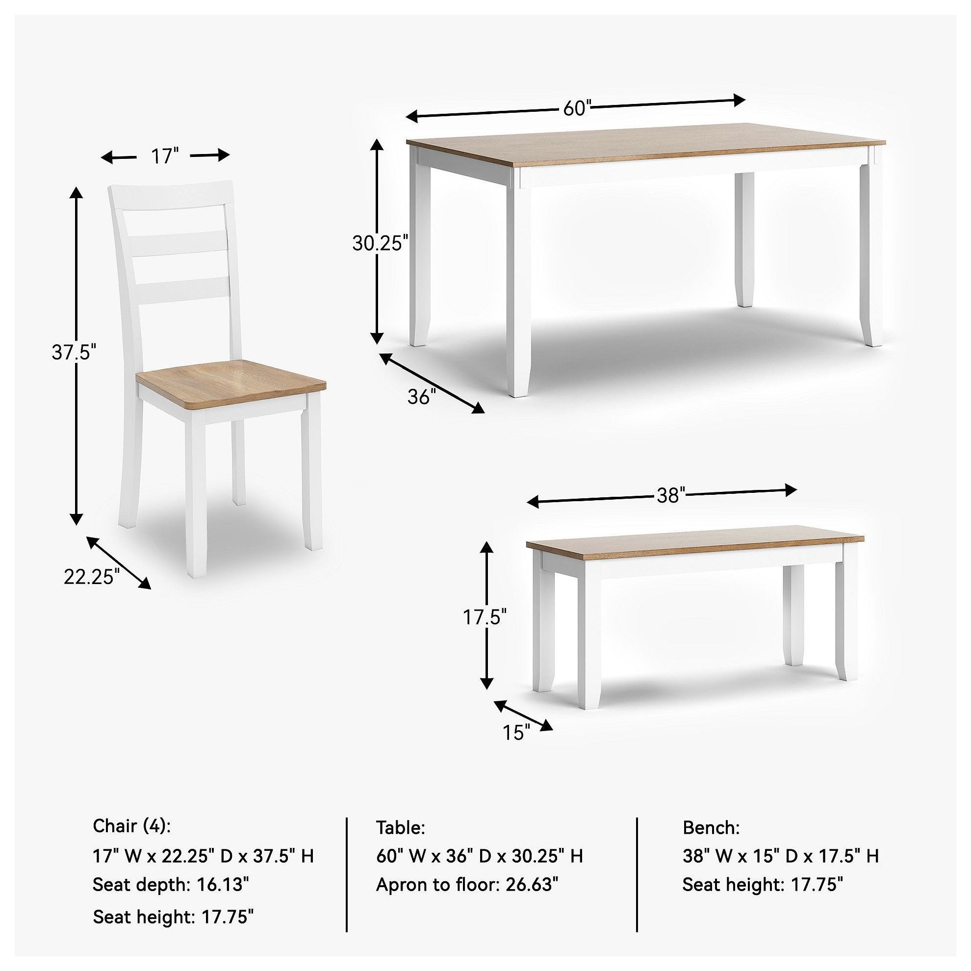 Gesthaven Natural And White 6 Piece Dining Set