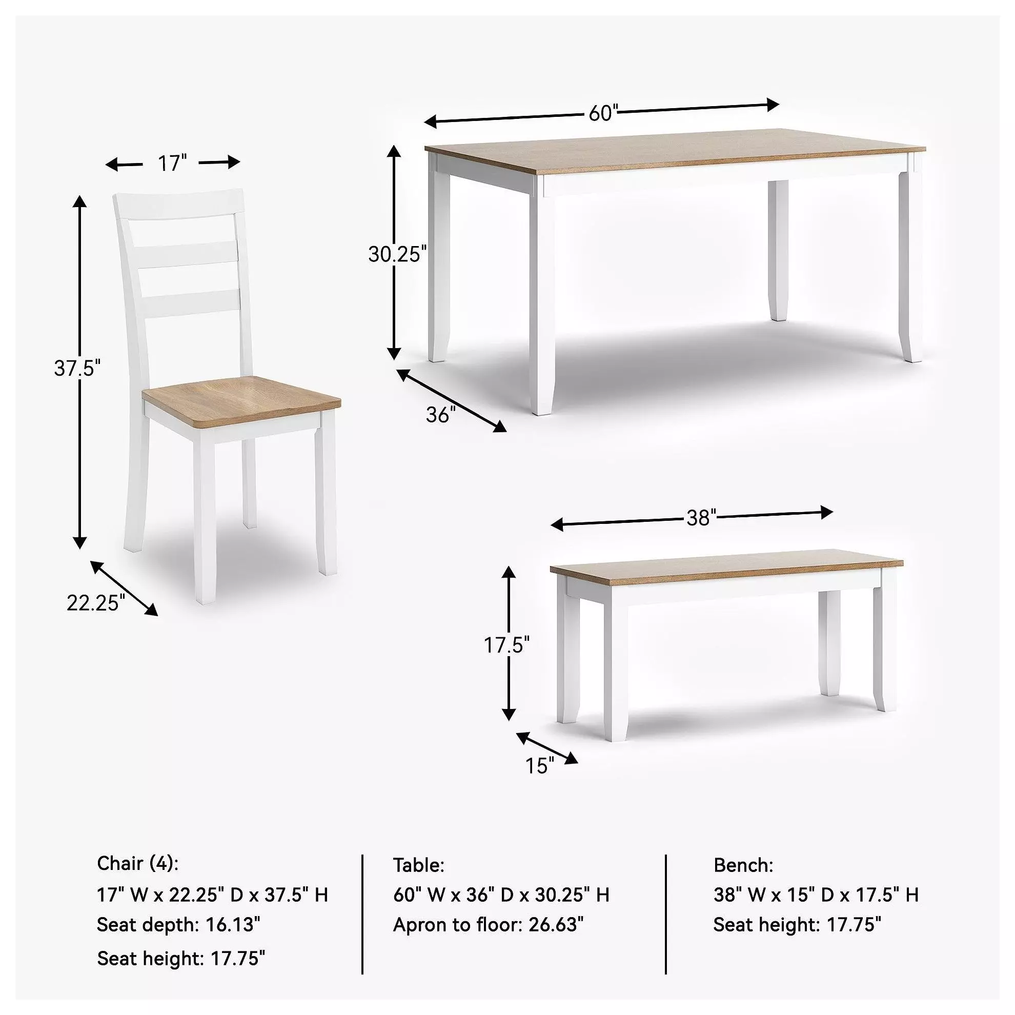 Gesthaven Natural And White 6 Piece Dining Set