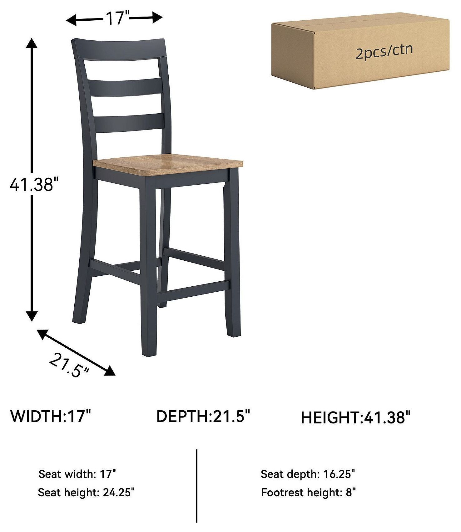 Gesthaven Natural And Blue Counter Height Stool Set Of 2