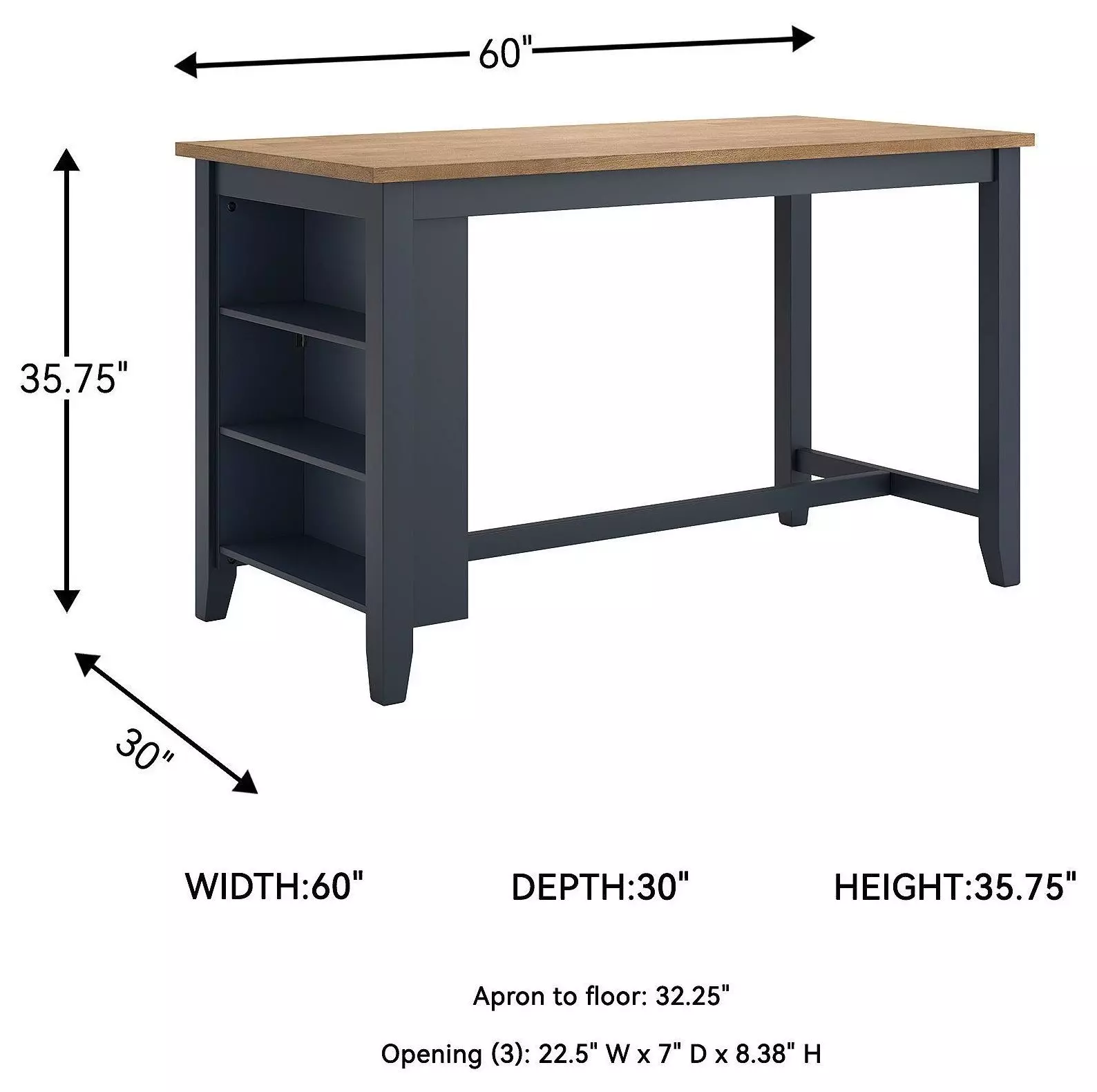 Gesthaven Natural And Blue Rectangular Counter Height Dining Table