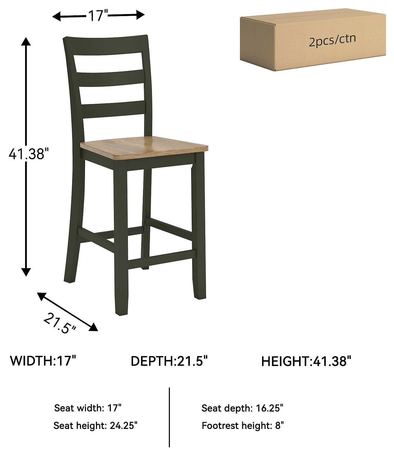 Gesthaven Natural And Green Counter Height Stool Set Of 2