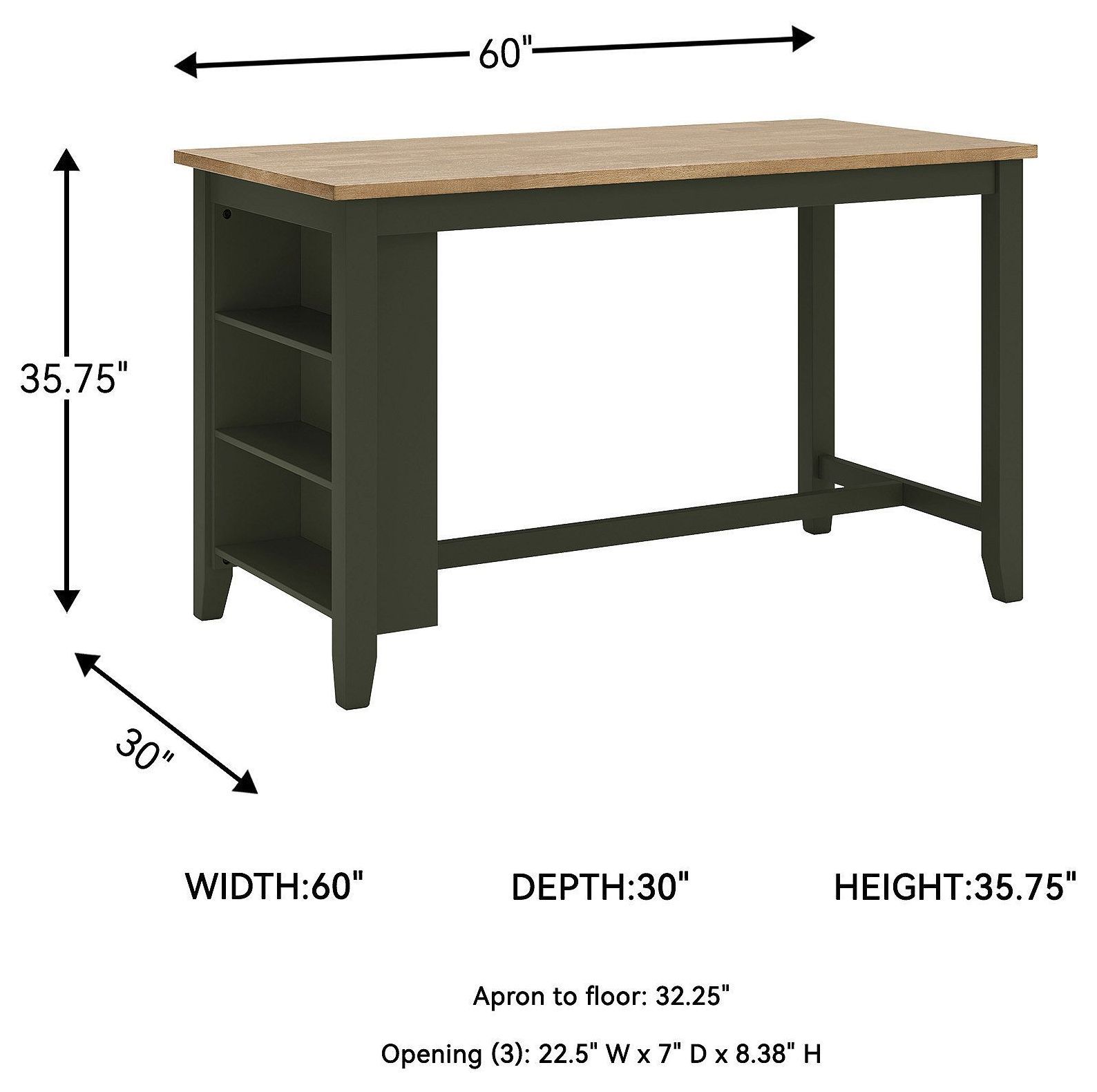 Gesthaven Natural And Green Rectangular Counter Height Dining Table