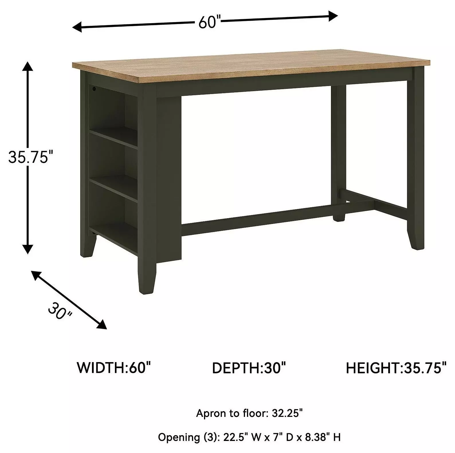 Gesthaven Natural And Green Rectangular Counter Height Dining Table