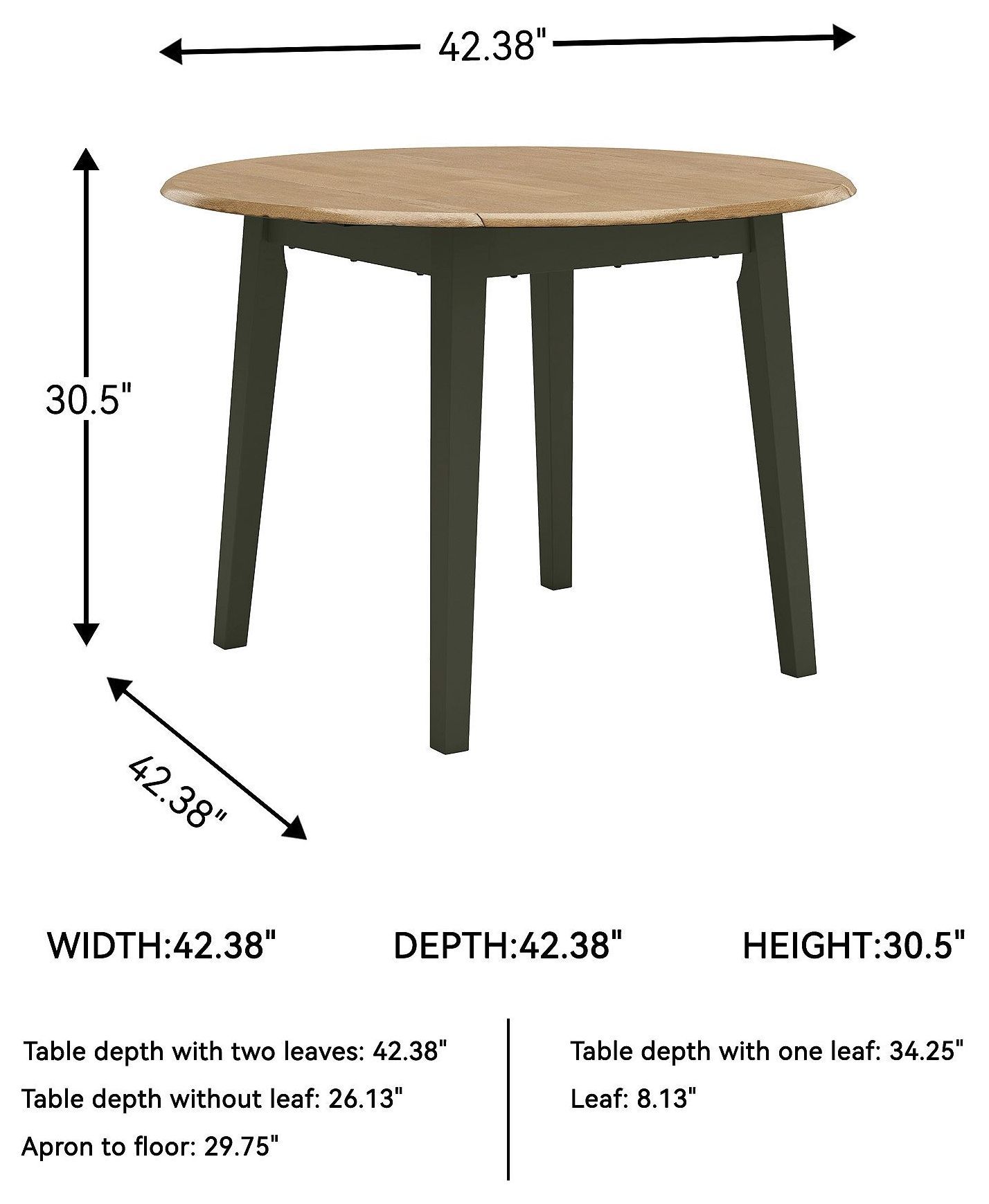 Gesthaven Natural And Green Drop Leaf Round Dining Table