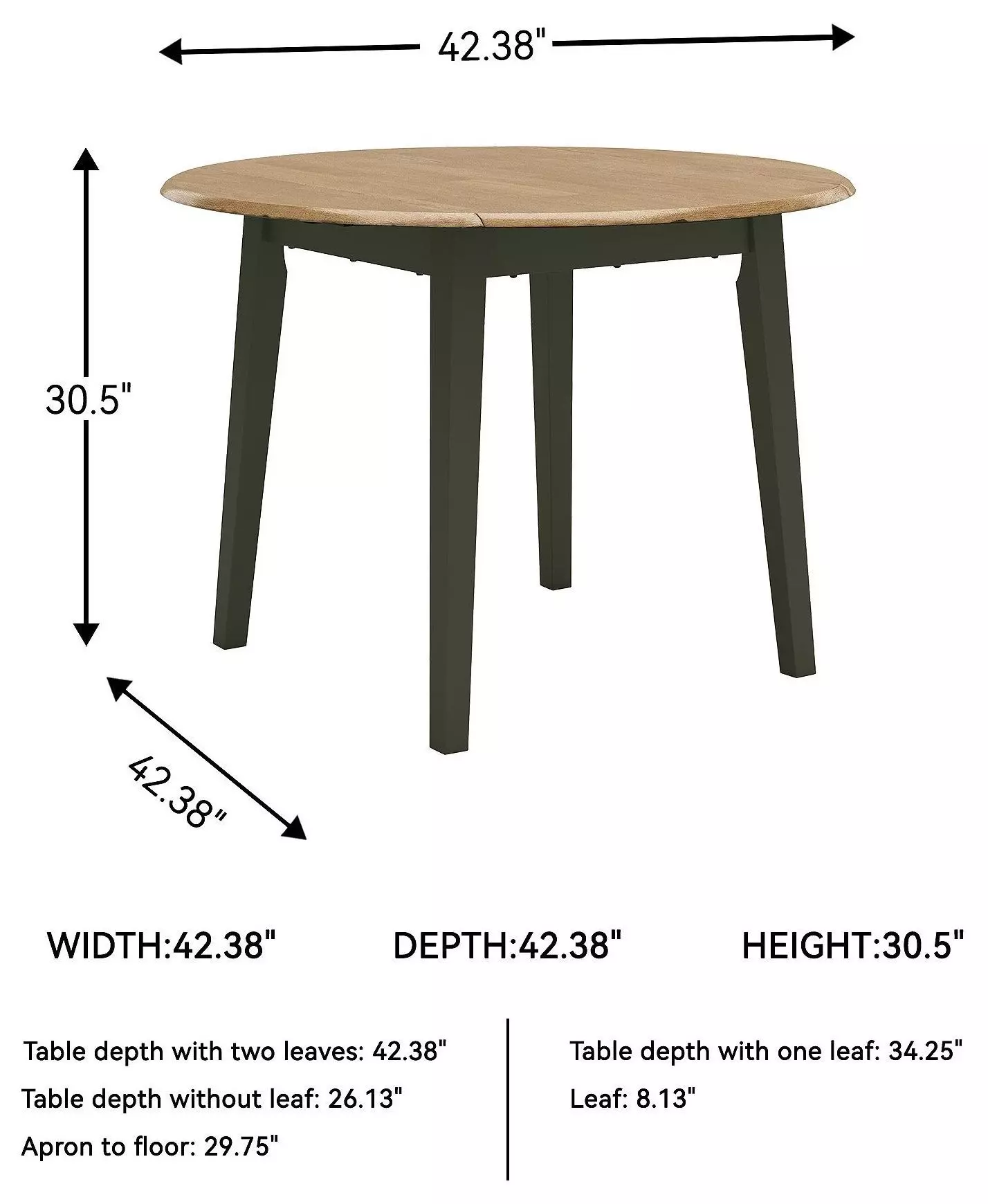 Gesthaven Natural And Green Drop Leaf Round Dining Table
