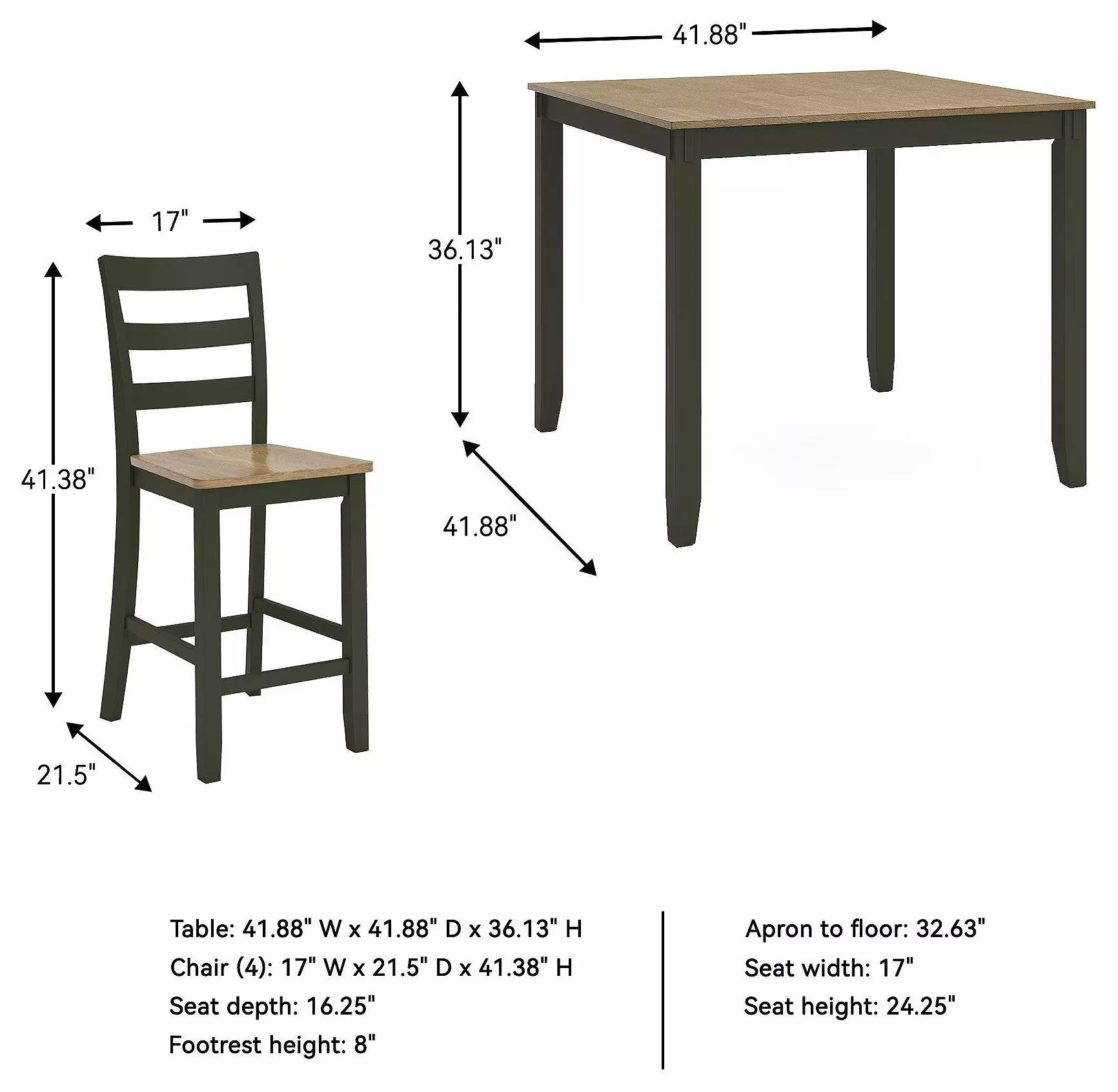 Gesthaven Natural And Green 5 Piece Counter Height Dining Set