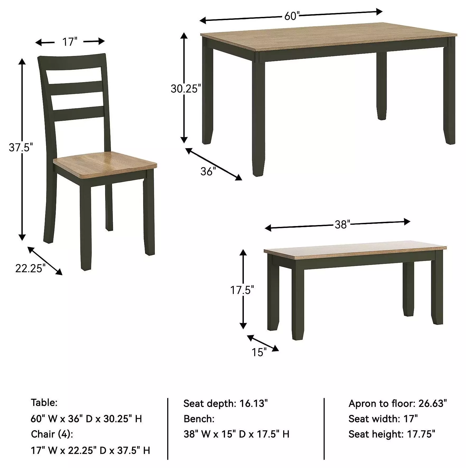 Gesthaven Natural And Green 6 Piece Dining Set
