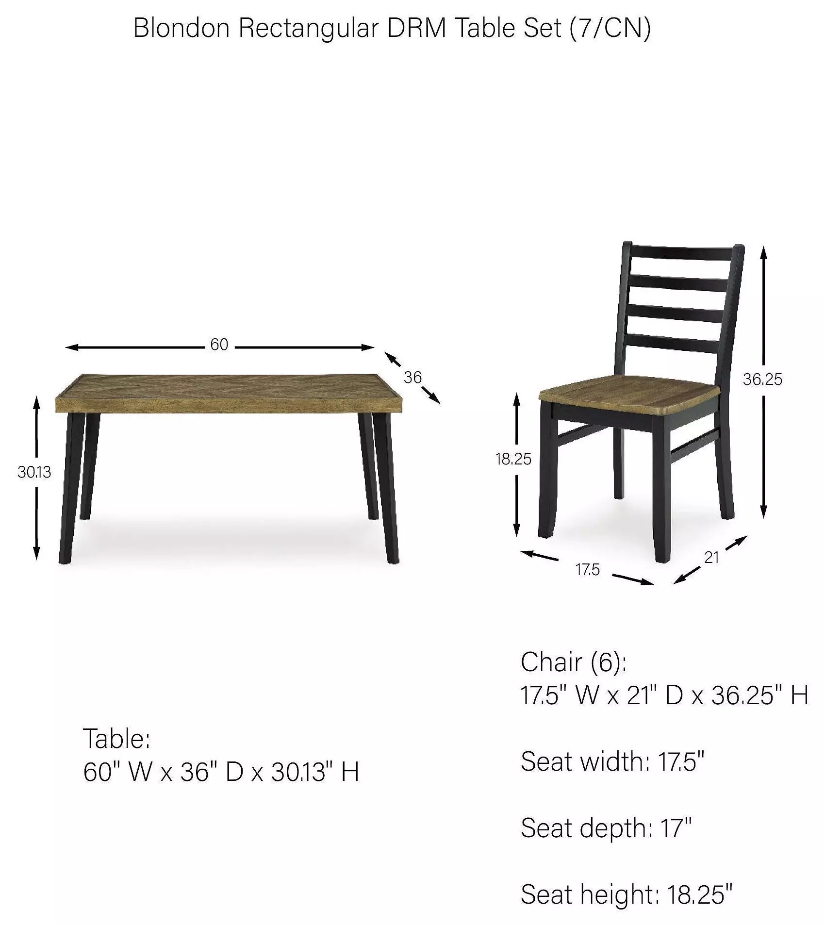 Blondon Brown And Black 7 Piece Dining Set
