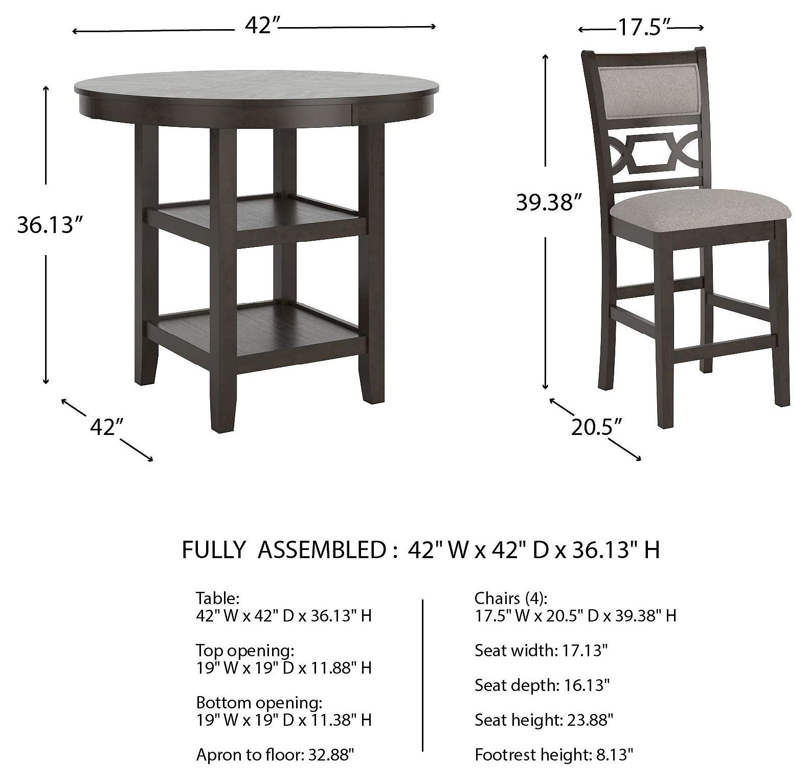 Langwest Cherry Brown 5 Piece Counter Height Dining Set