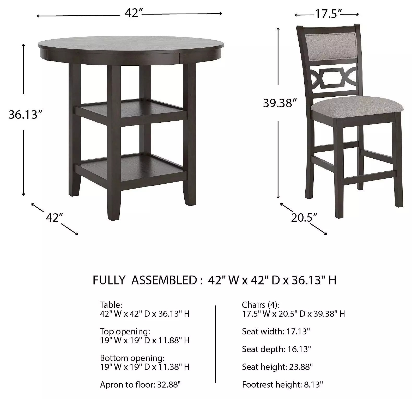 Langwest Cherry Brown 5 Piece Counter Height Dining Set