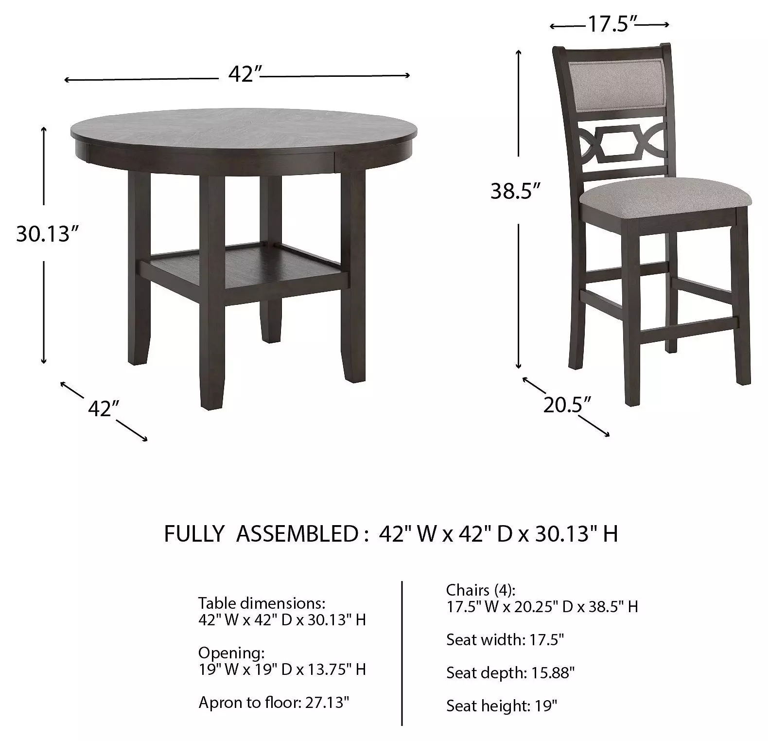 Langwest Cherry Brown 5 Piece Dining Set